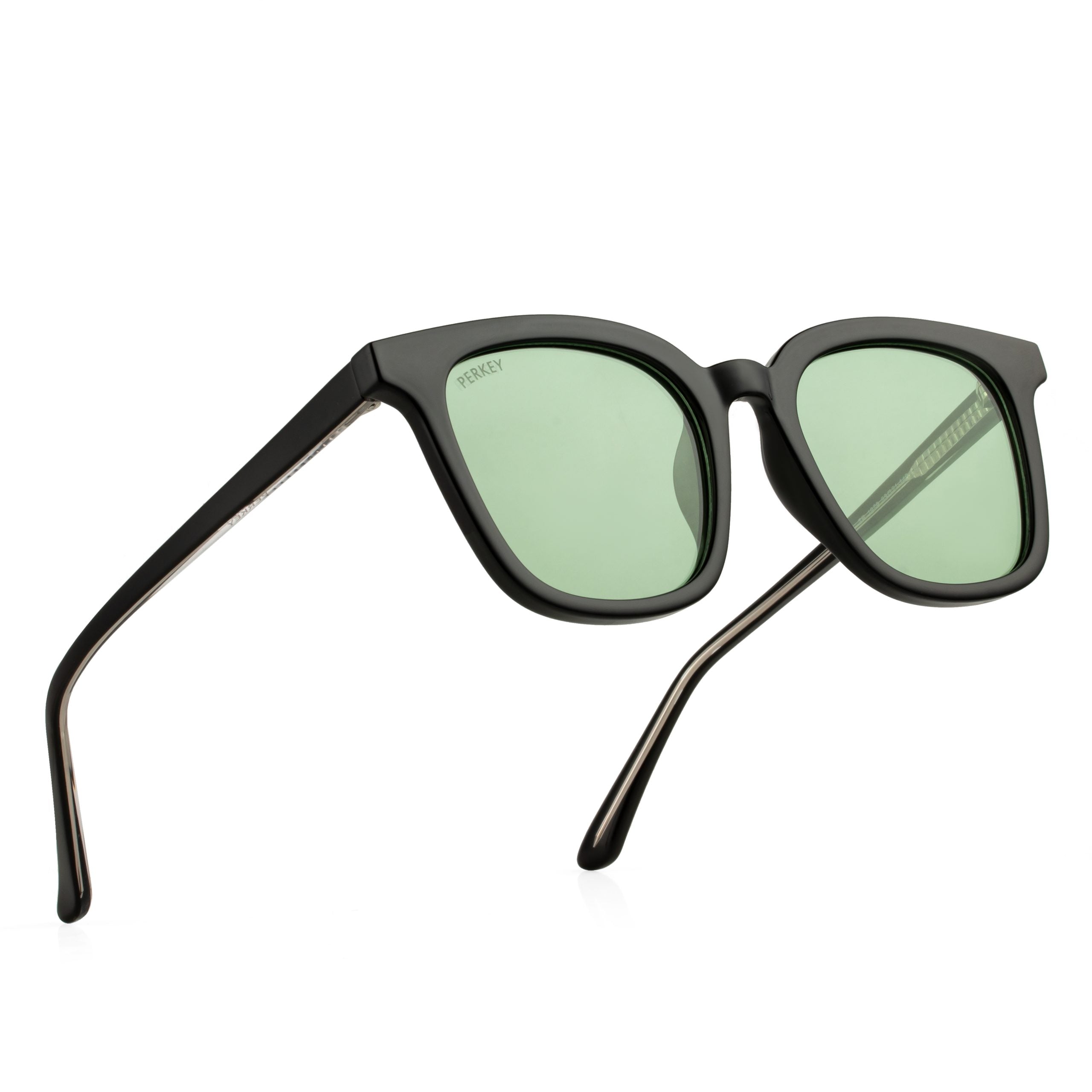 PERKEY Square Green UV Protected Polarized Sunglasses Men Women - PRKY009-C2