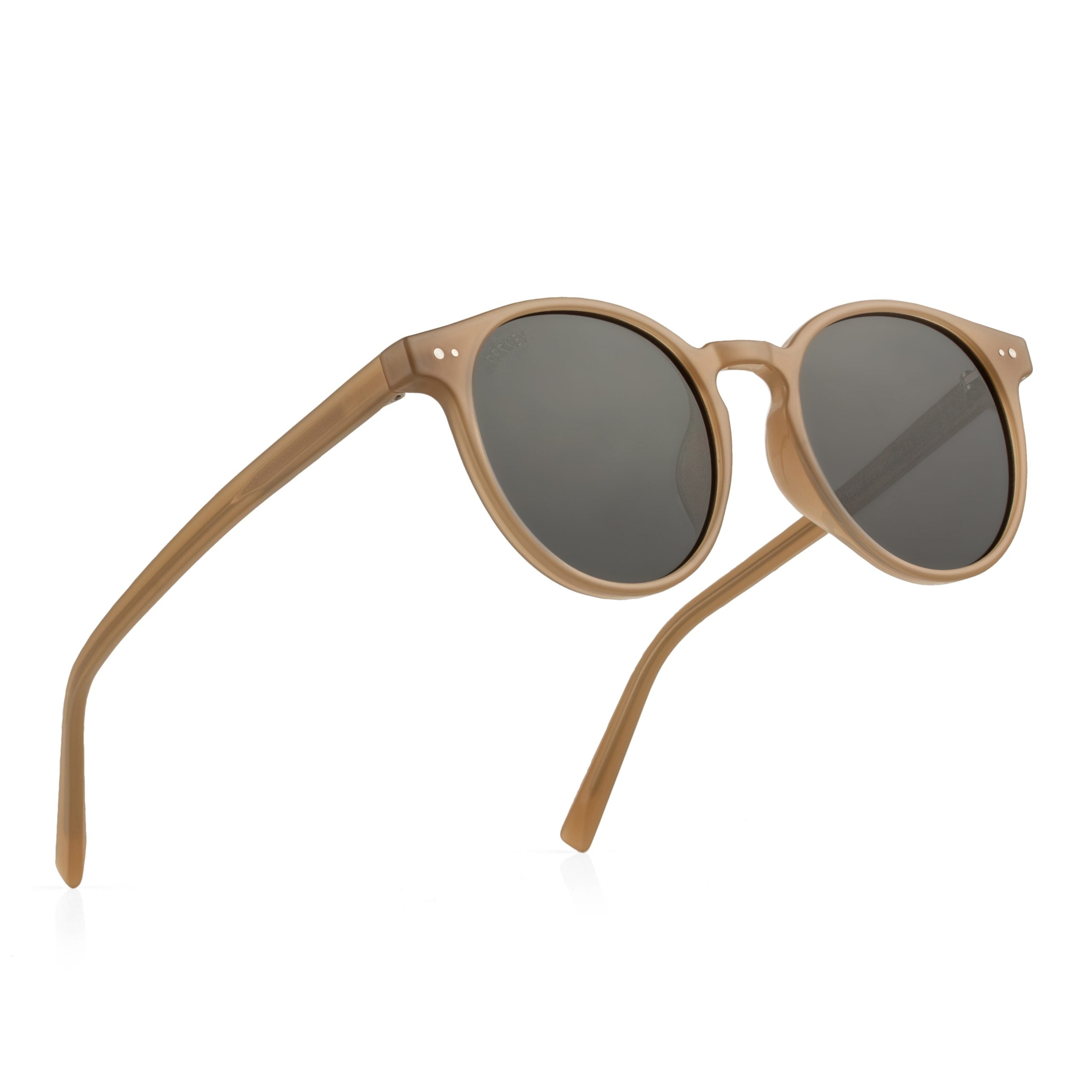 PERKEY Round Black UV Protected Polarized Sunglasses Men Women - PRKY0011-C3