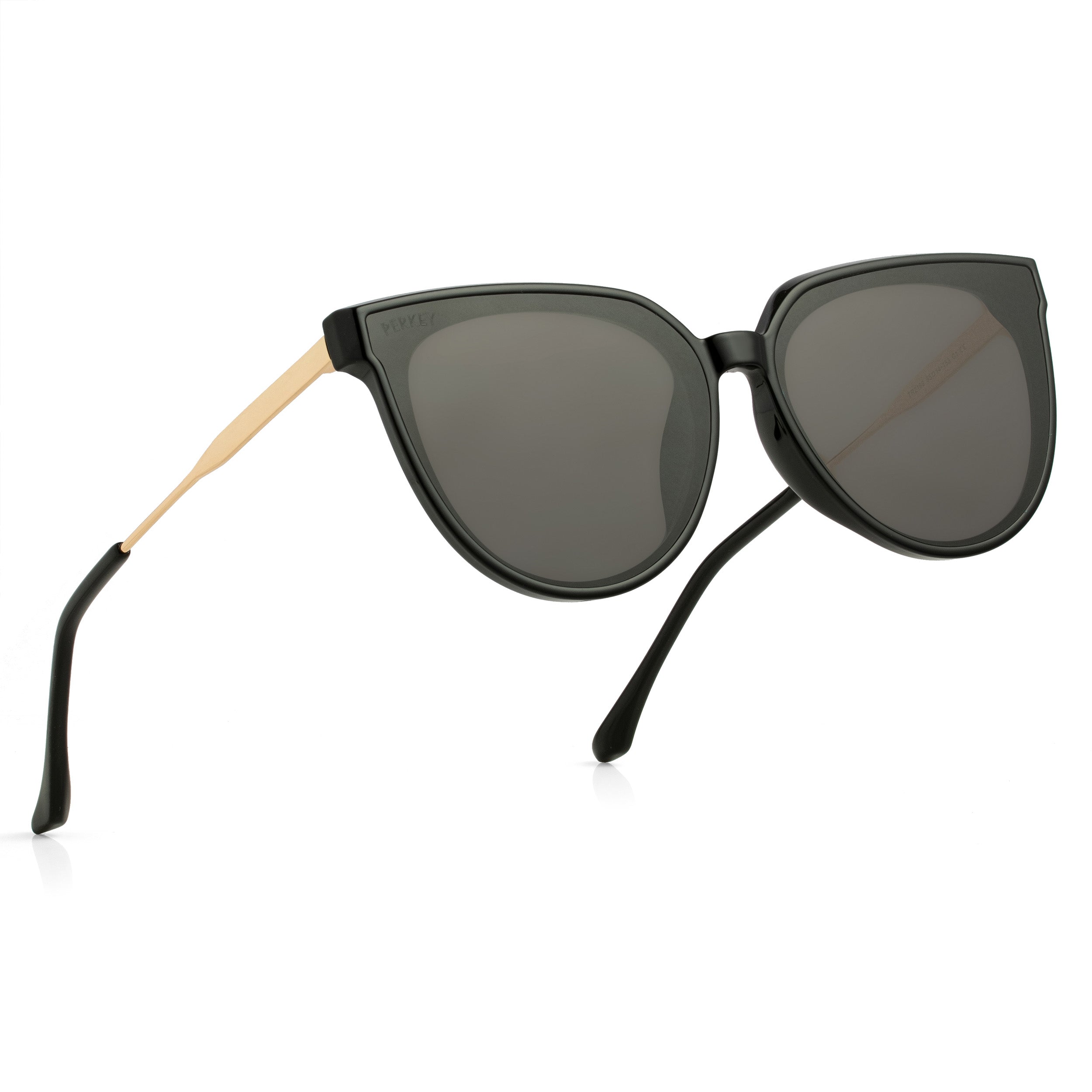 PERKEY Cat Eye-Oversized Black UV Protected Sunglasses Men Women - PRKY0014-C1