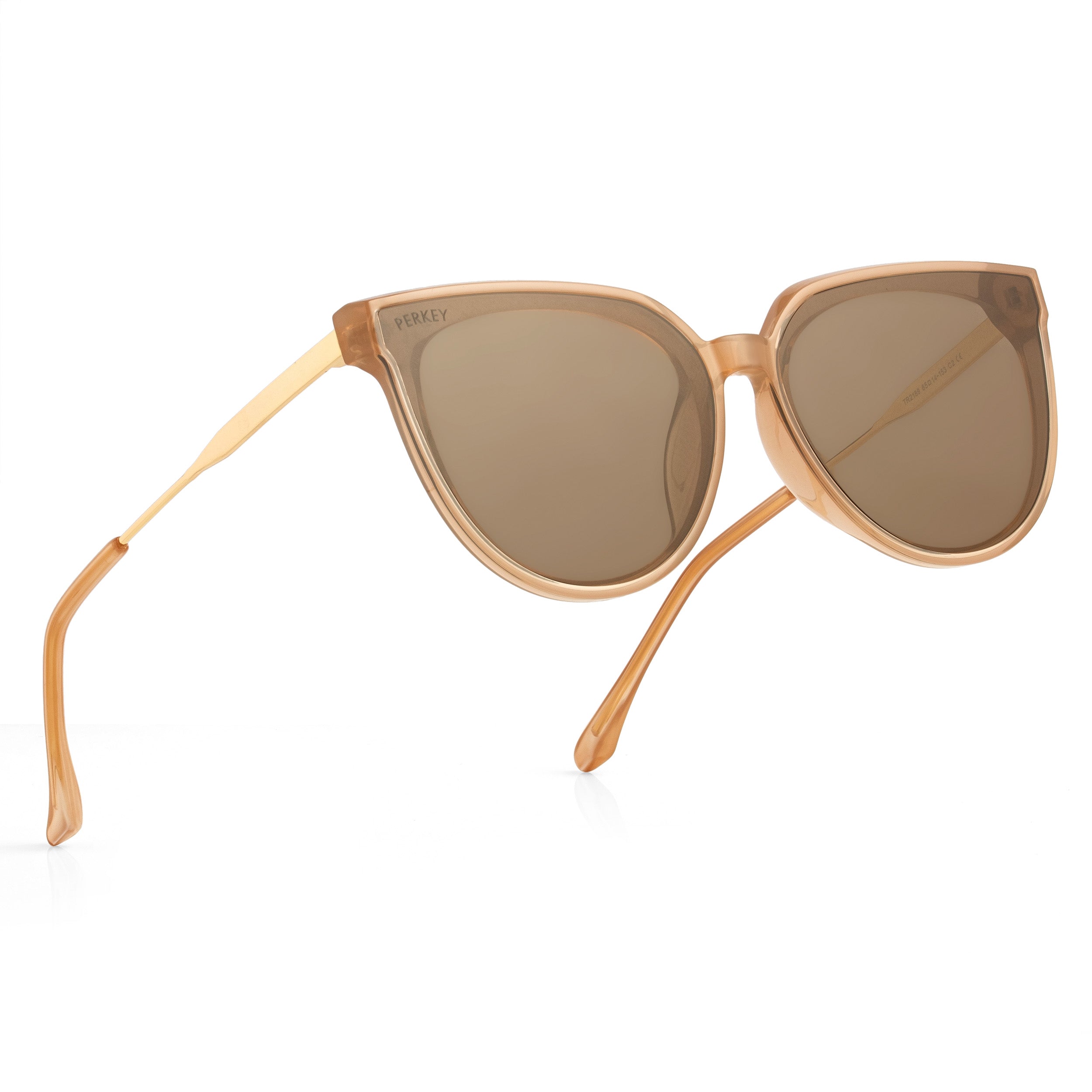 PERKEY Cat Eye-Oversized Brown UV Protected Sunglasses Men Women - PRKY0014-C3