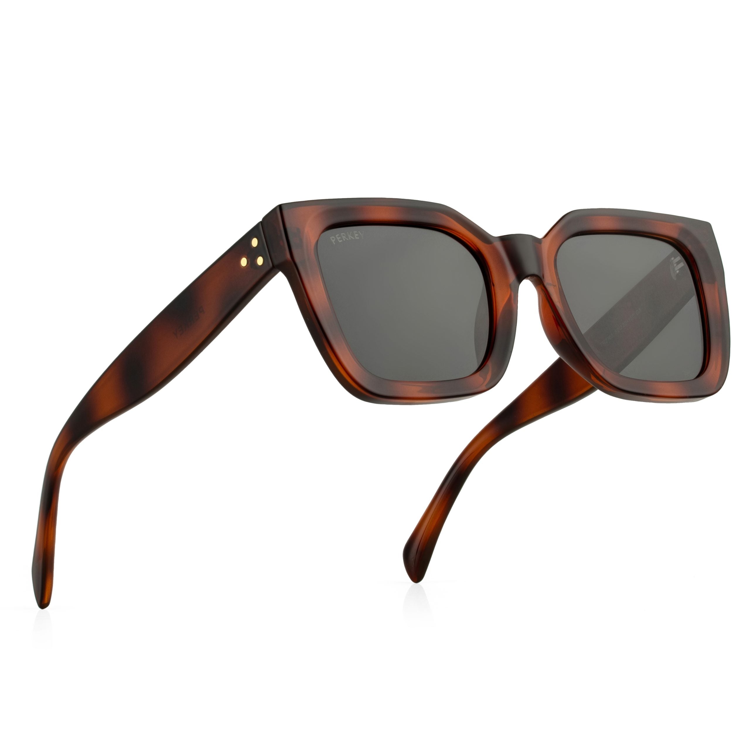 PERKEY Square-Oversized Black Polarized Stylish Sunglasses Men Women - PRKY005-C3