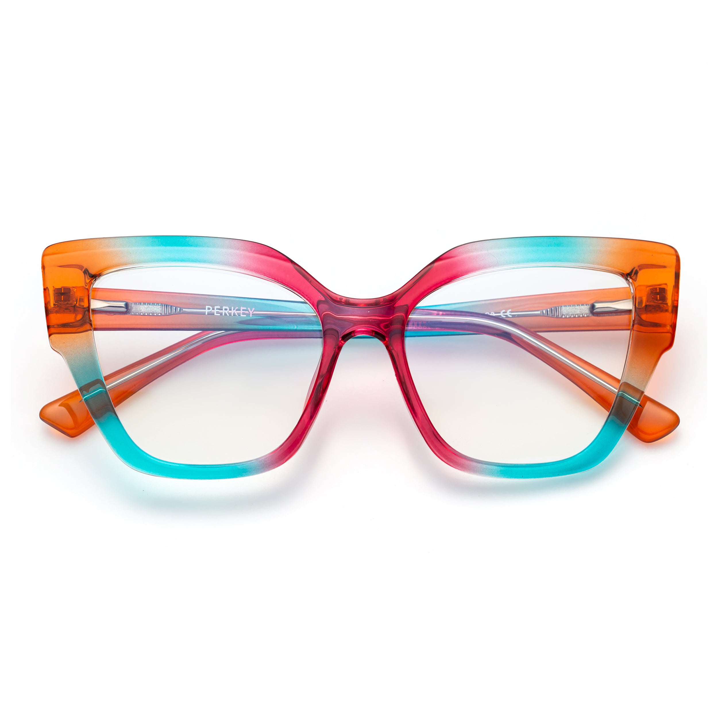 PERKEY Full Rim Cat Eye-Oversized Blue Light Blocking Spectacles Frames Women - OPTL001-C3