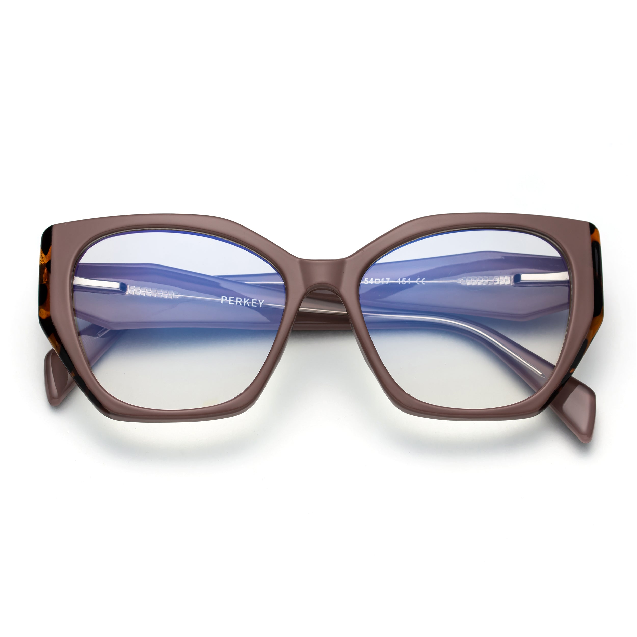 PERKEY Full Rim Cat Eye-Oversized Transparent Computer Blue Cut Spectacles Frames Men Women - OPTL0012-C2