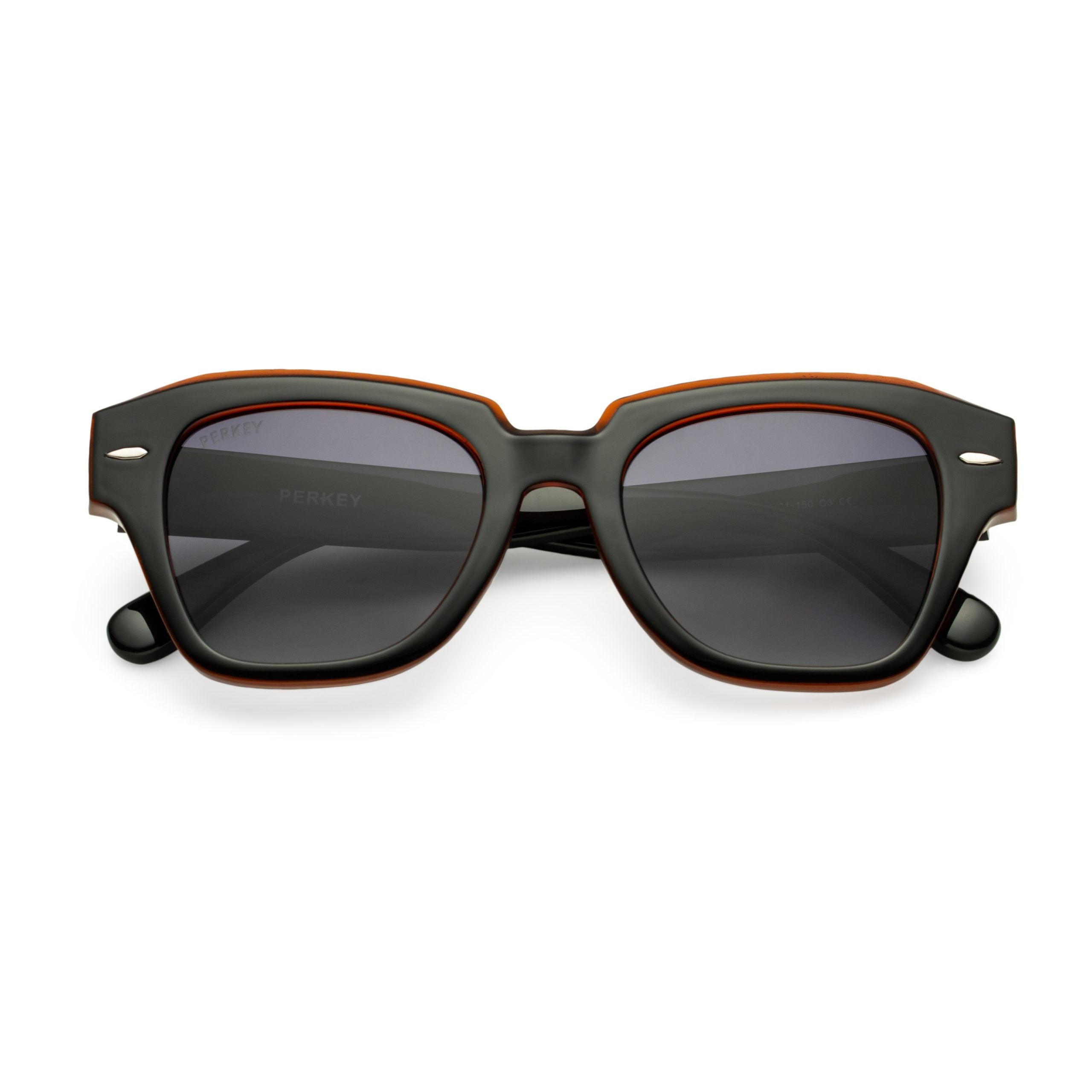 PERKEY Square Black UV Protected Polarized Sunglasses Men Women - PRKY004-C4