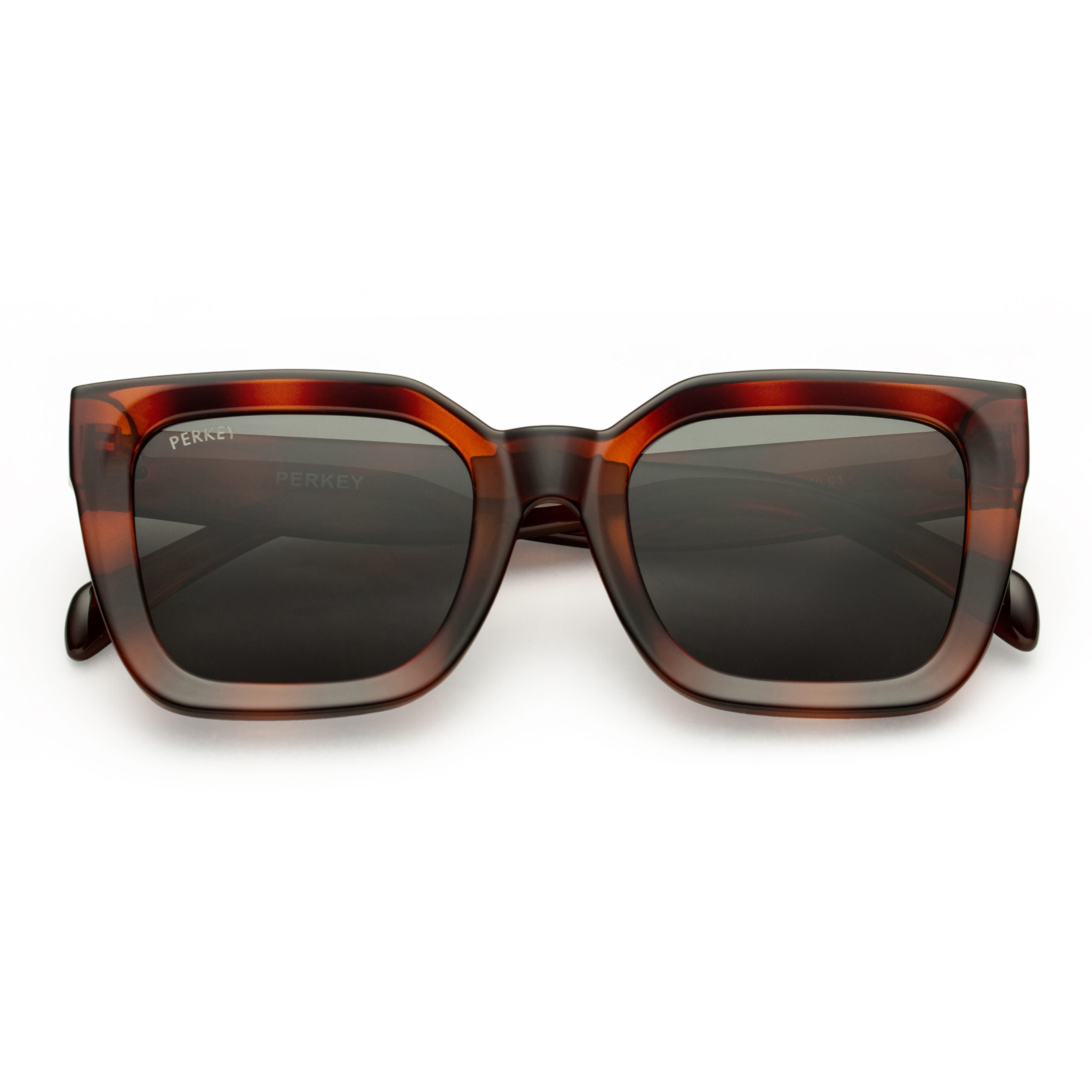 PERKEY Square-Oversized Black Polarized Stylish Sunglasses Men Women - PRKY005-C3