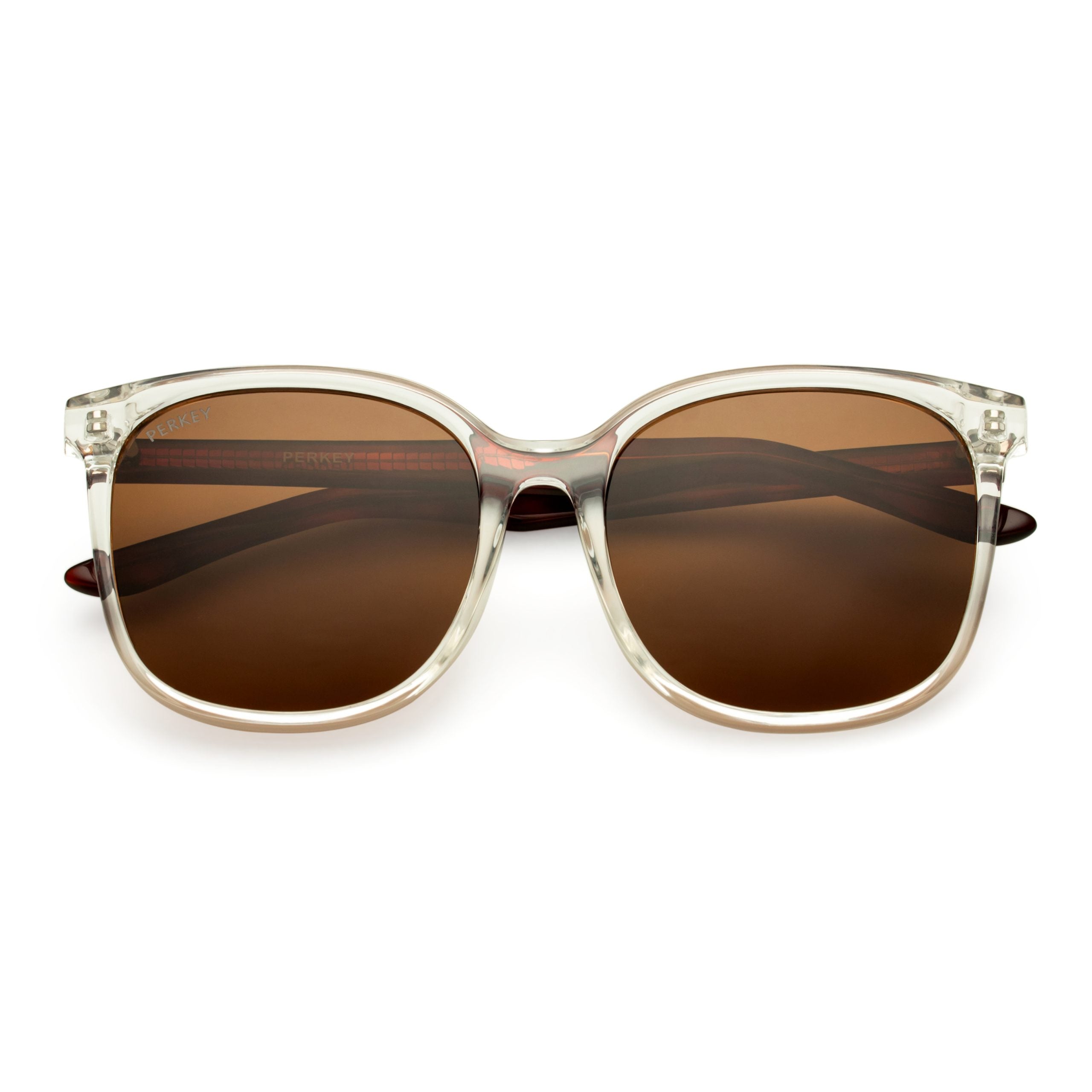 PERKEY Square Brown UV Protected Polarized Sunglasses Men Women - PRKY008-C2