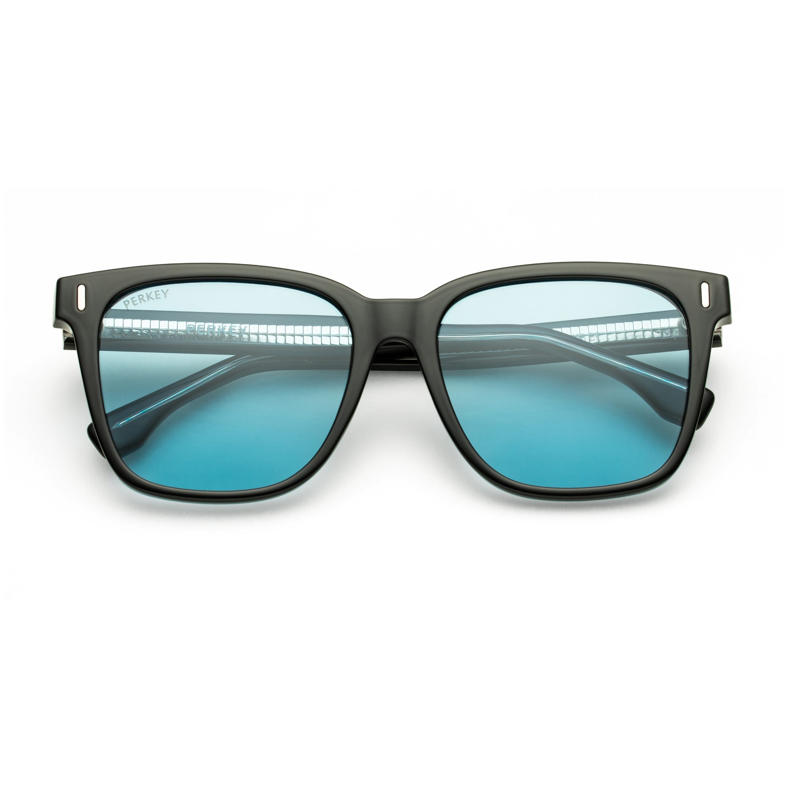 PERKEY Square Transparent Blue UV Protected Polarized Sunglasses Men Women - PRKY0010-C2