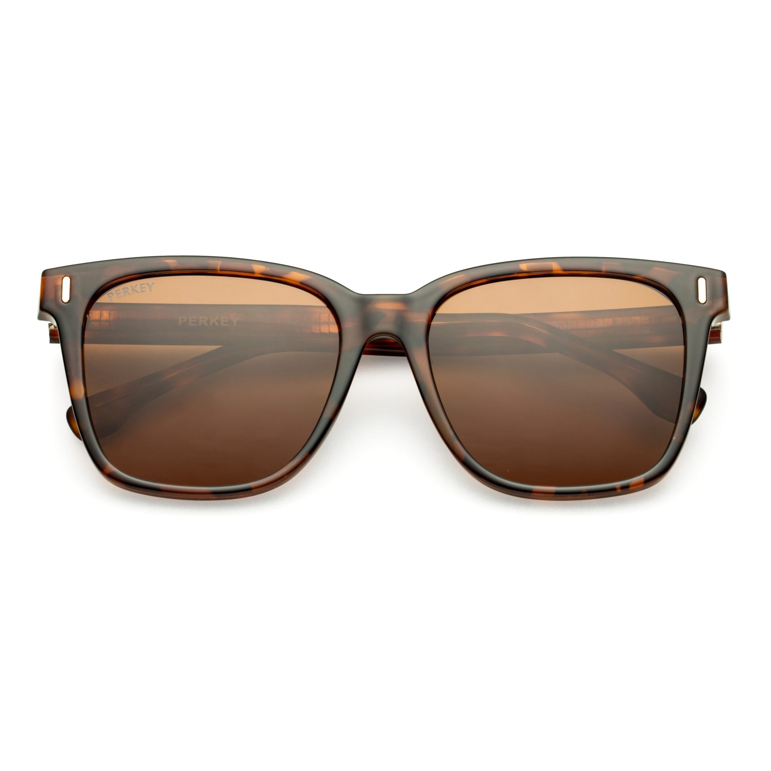 PERKEY Square Brown UV Protected Polarized Sunglasses Men Women - PRKY0010-C3