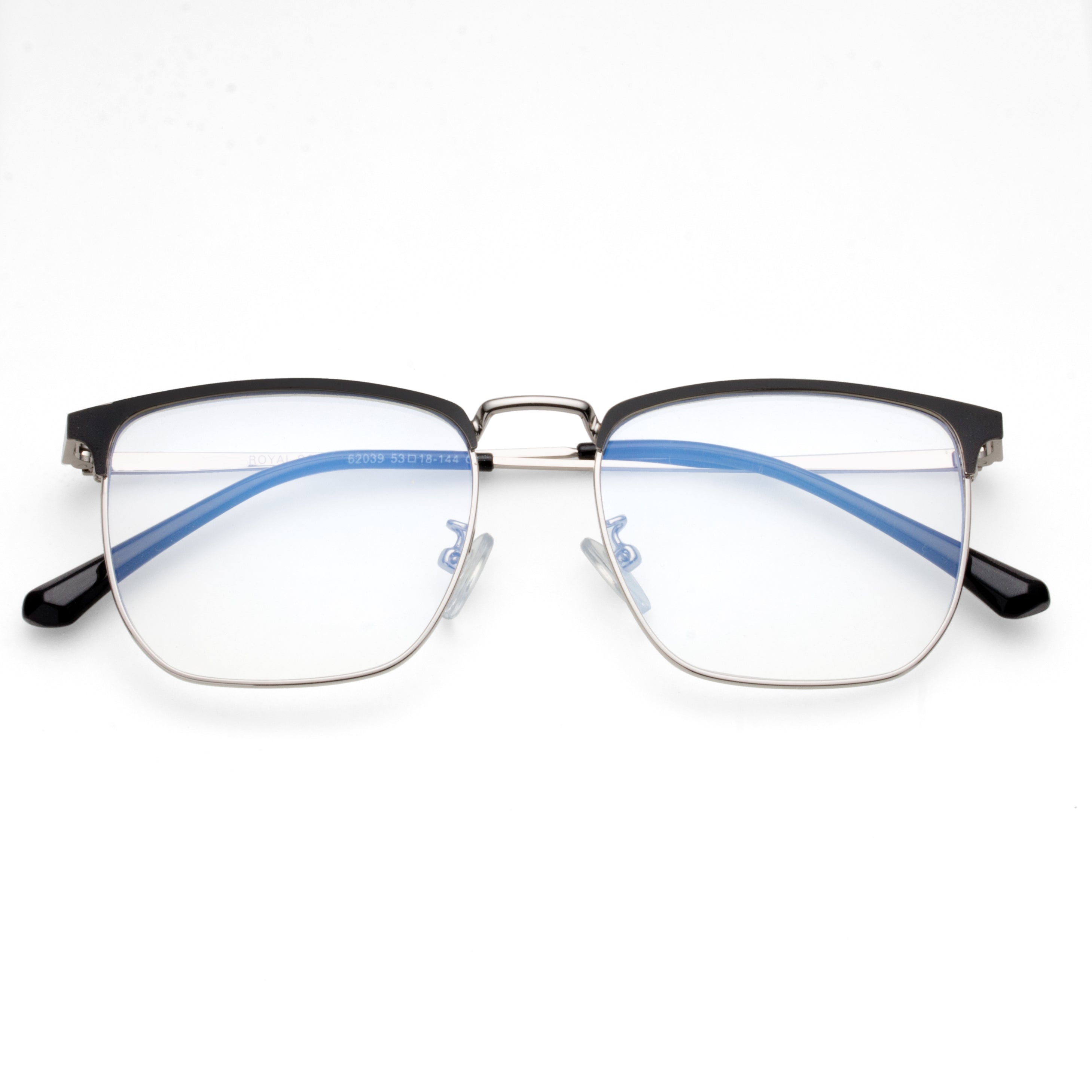 Royal Son Full Rim Black Silver Blue Cut Anti glare Eye Protection Specs Men Women - SF0086-C2