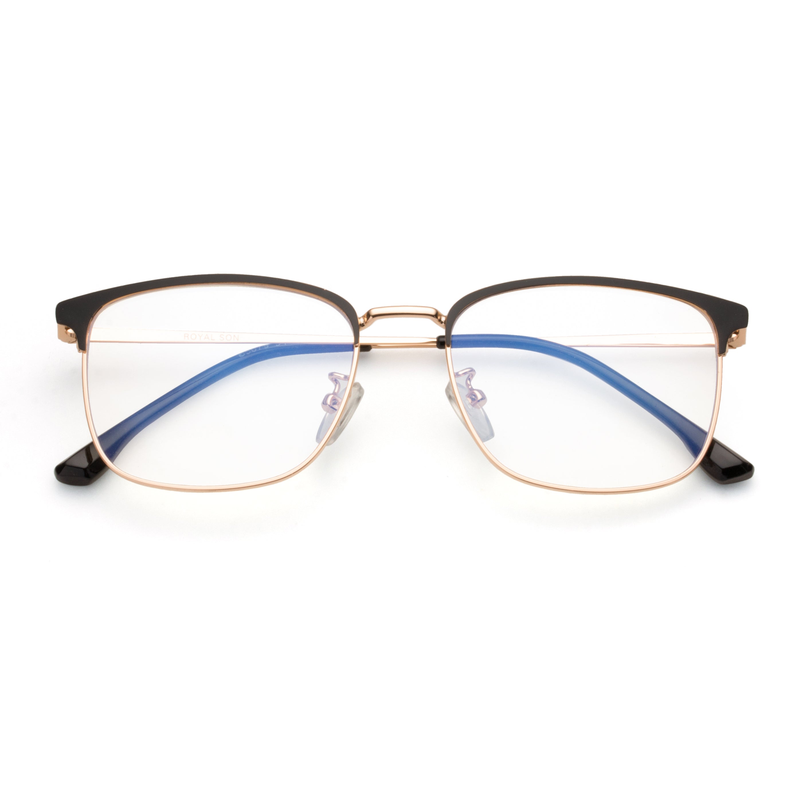 Royal Son Full Rim Black Gold Anti glare Blue Cut Spectacles Frames Men Women -SF0087-C4