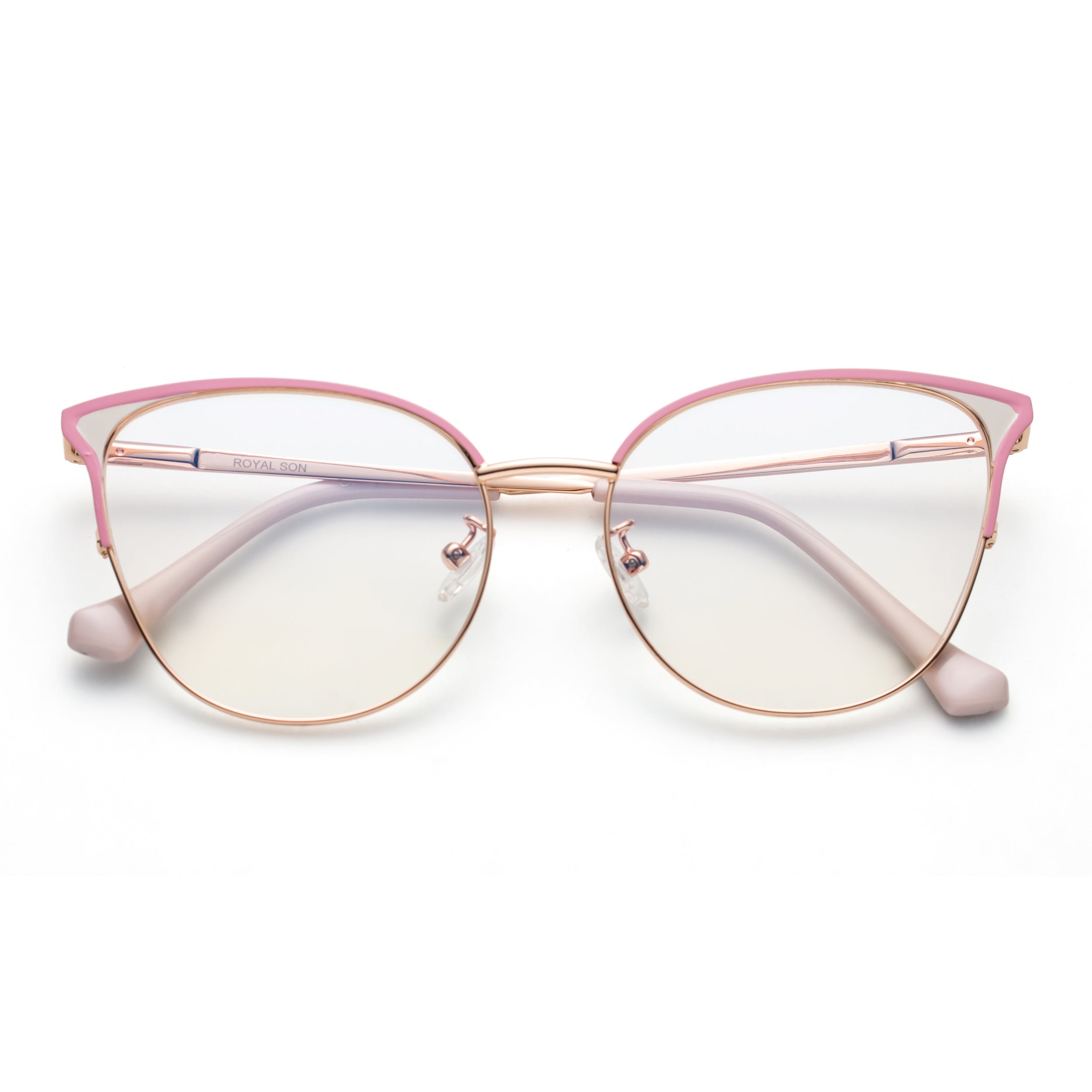 Royal Son Half Rim Pink Gold Anti glare Blue Cut Spectacles Frames Women - SF0084-C4