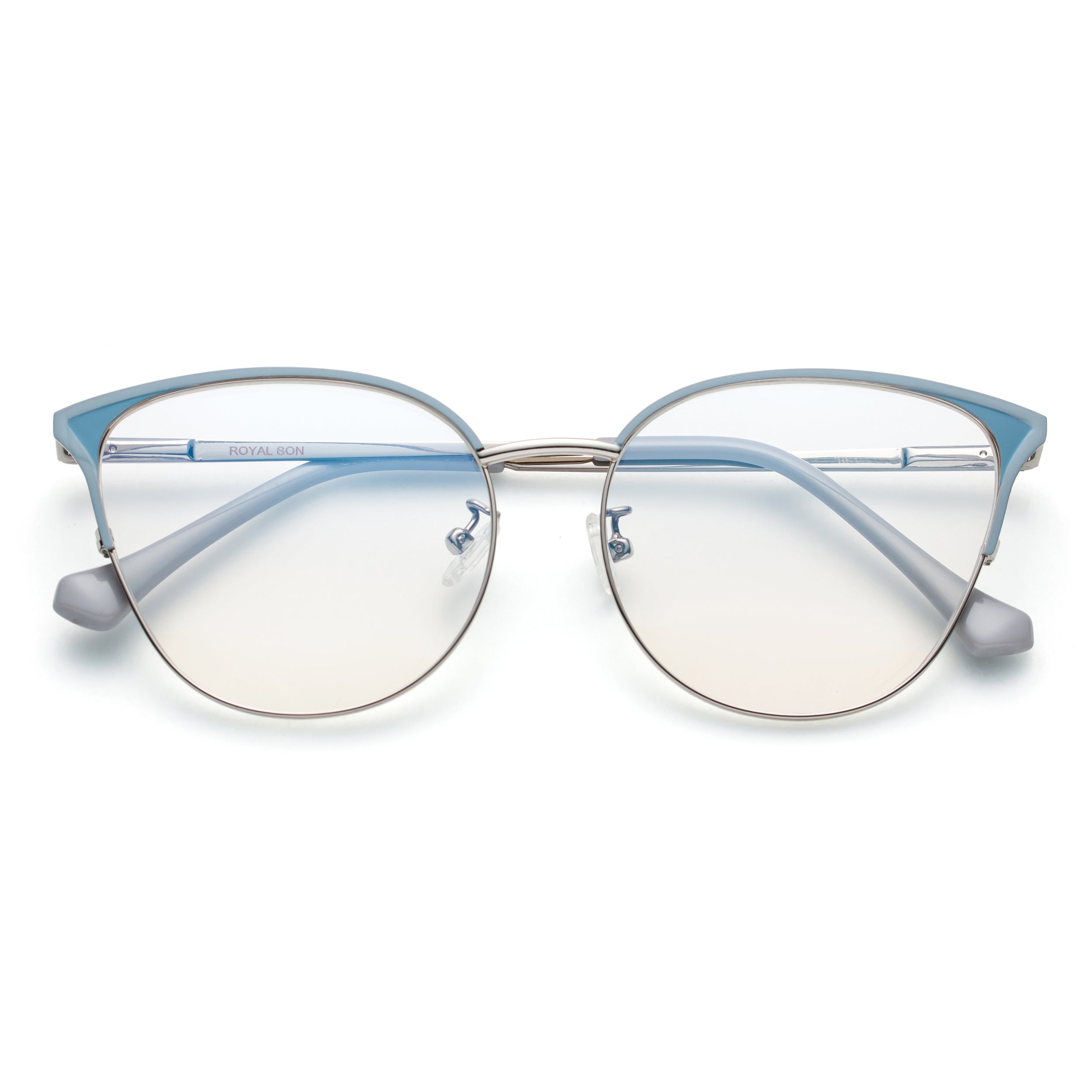 Royal Son Full Rim Grey Silver Blue Cut Anti glare Eye Protection Specs Women - SF0084-C2 - SF0084-C2