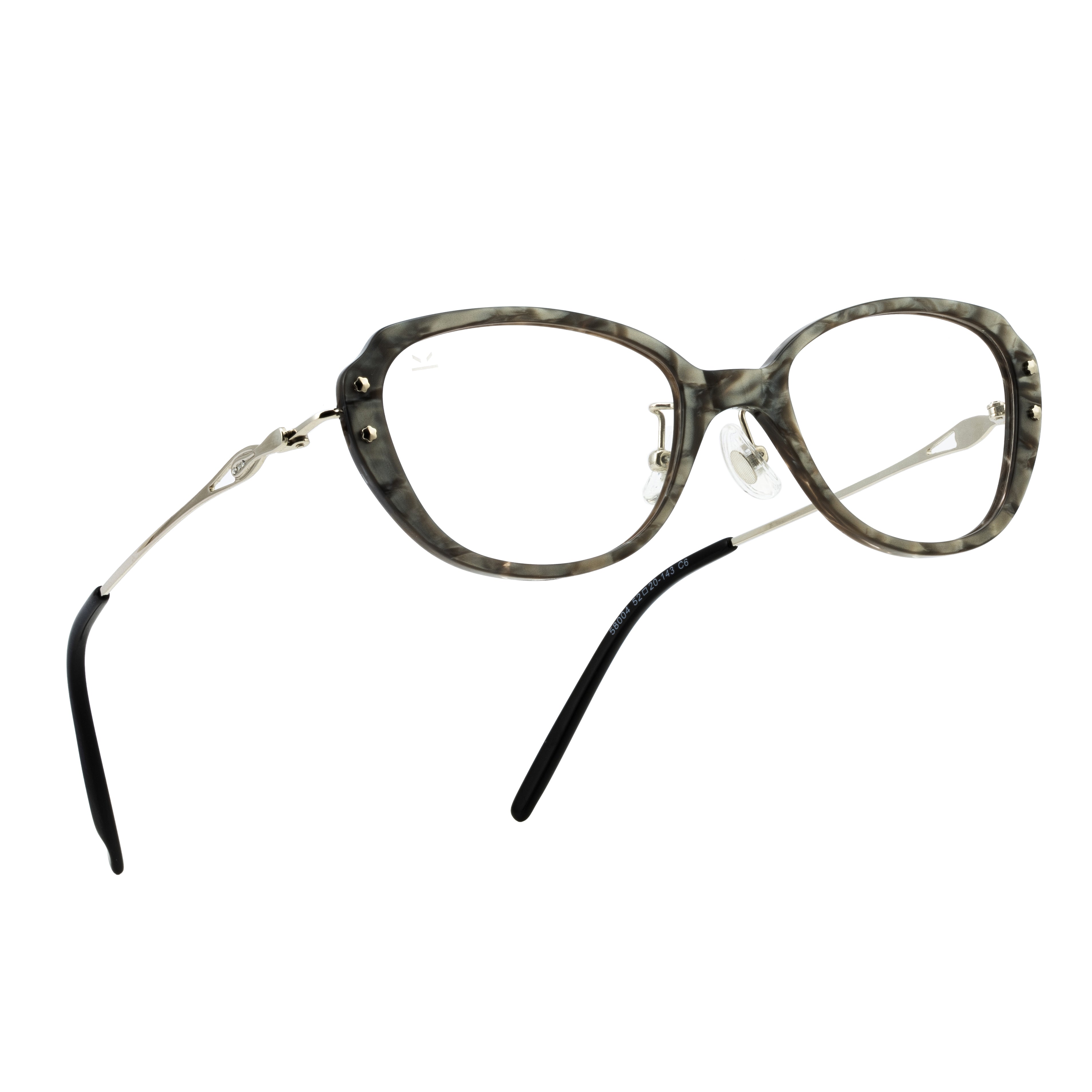 PERKEY Small Full Rim Oval Stone Grey Eyeglass Frame For Women- OPTL0025-C2