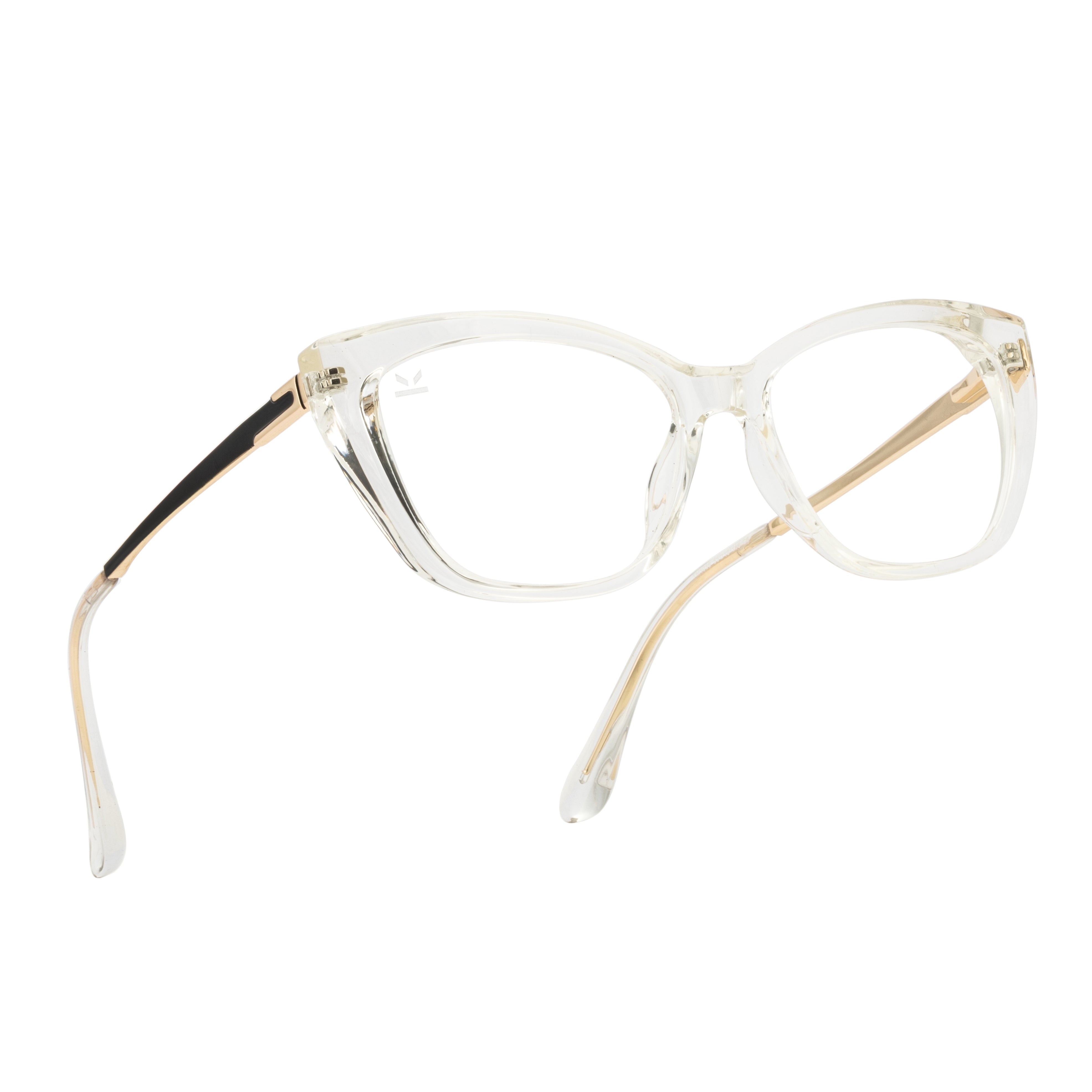 PERKEY Cat Eye Bold Glossy Transparent Spectacle Frame For Women - OPTL0024-C2