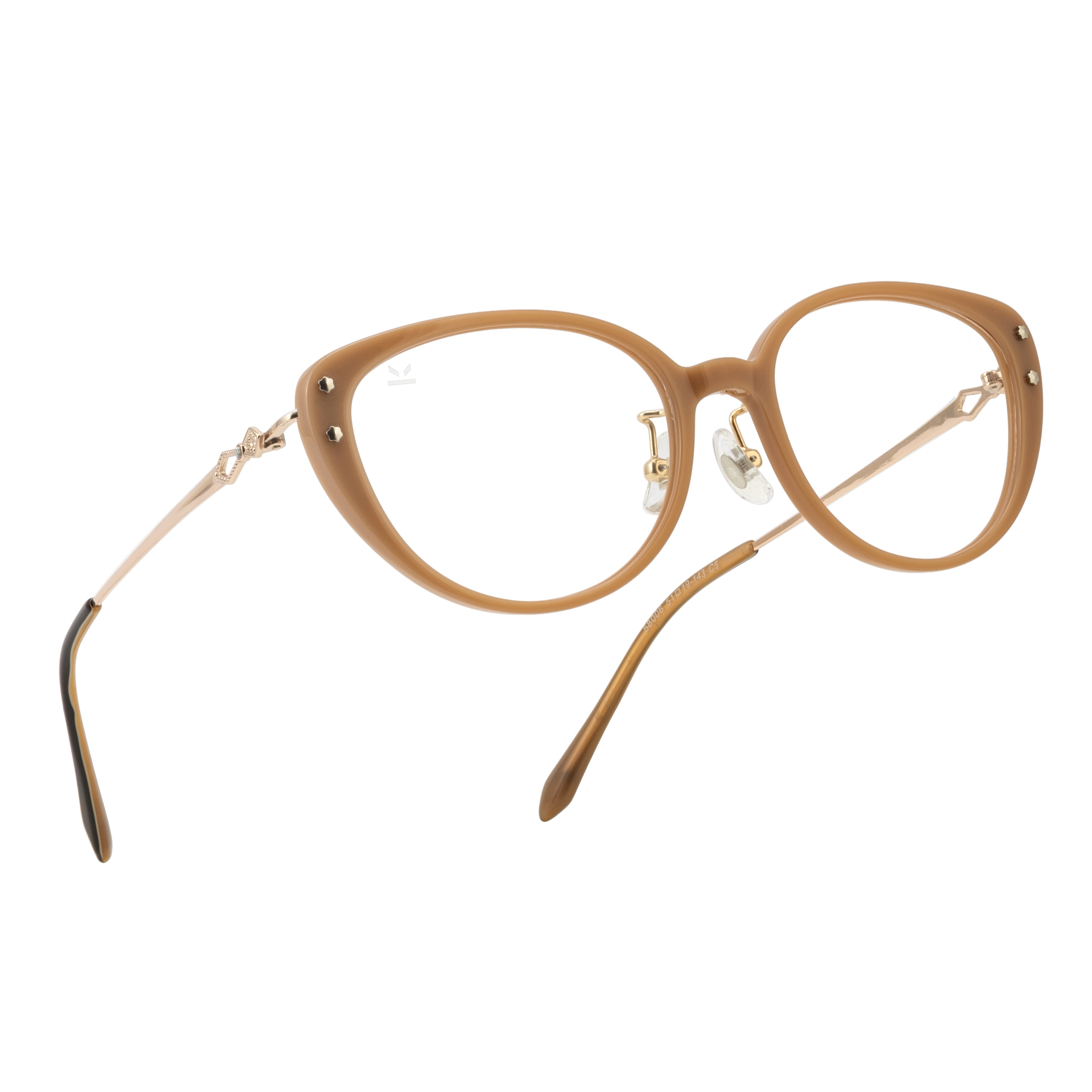 PERKEY Full Rim Cat Eye Gold Brown Spectacle Frame For Women - OPTL0026-C2