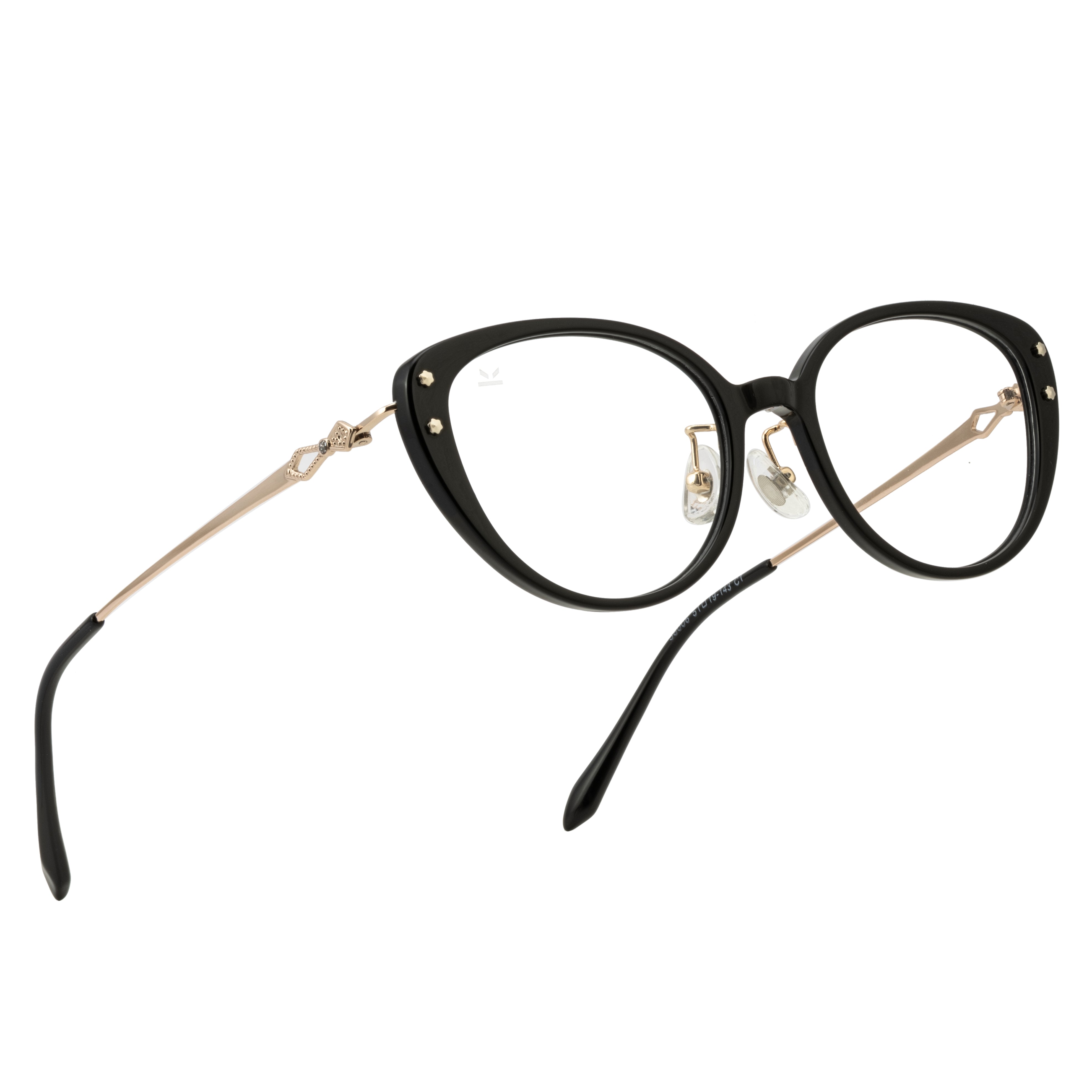 PERKEY Full Rim Soft Cat Eye Black Spectacle Frames For Women - OPTL0026-C1