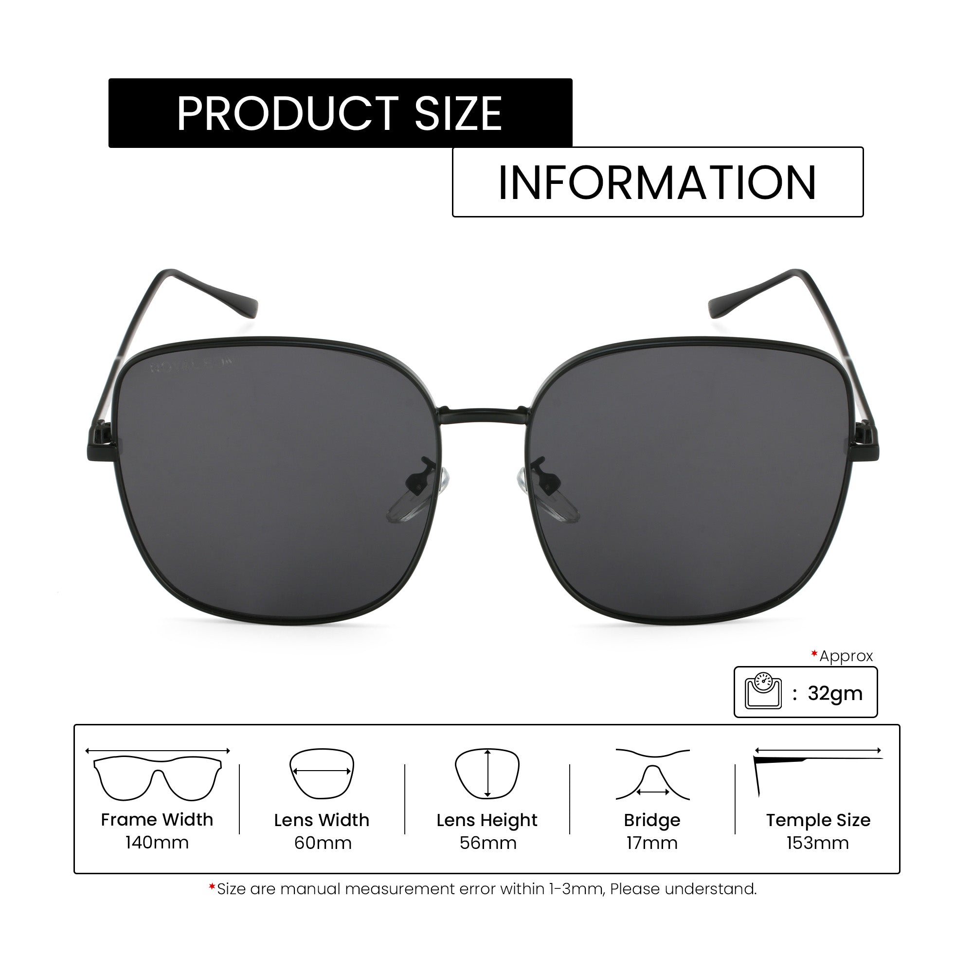 Royal Son Oversized Square UV Protected Women Sunglasses