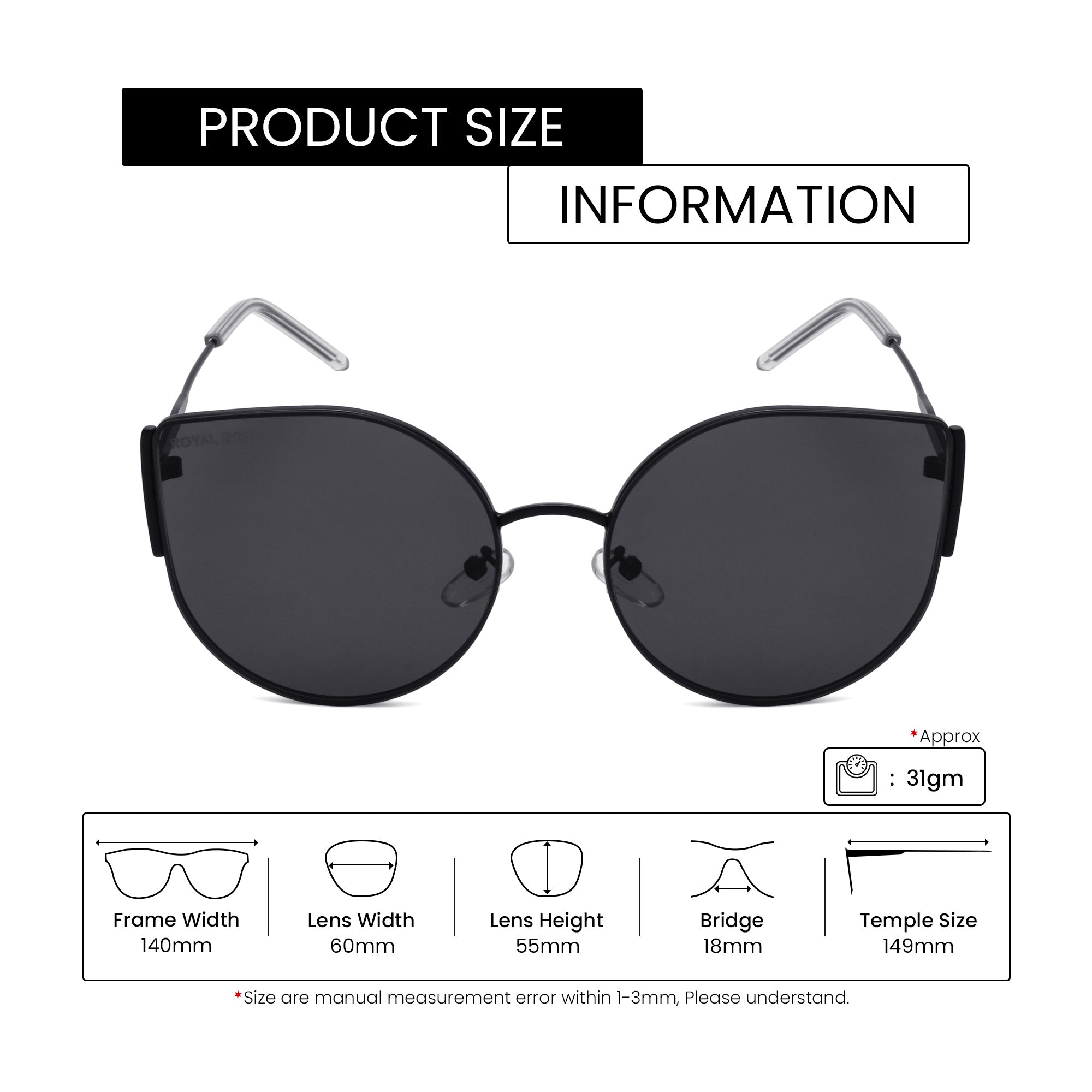 Royal Son Cat-Eye Oversized UV Protected Women Sunglasses - CHI0054