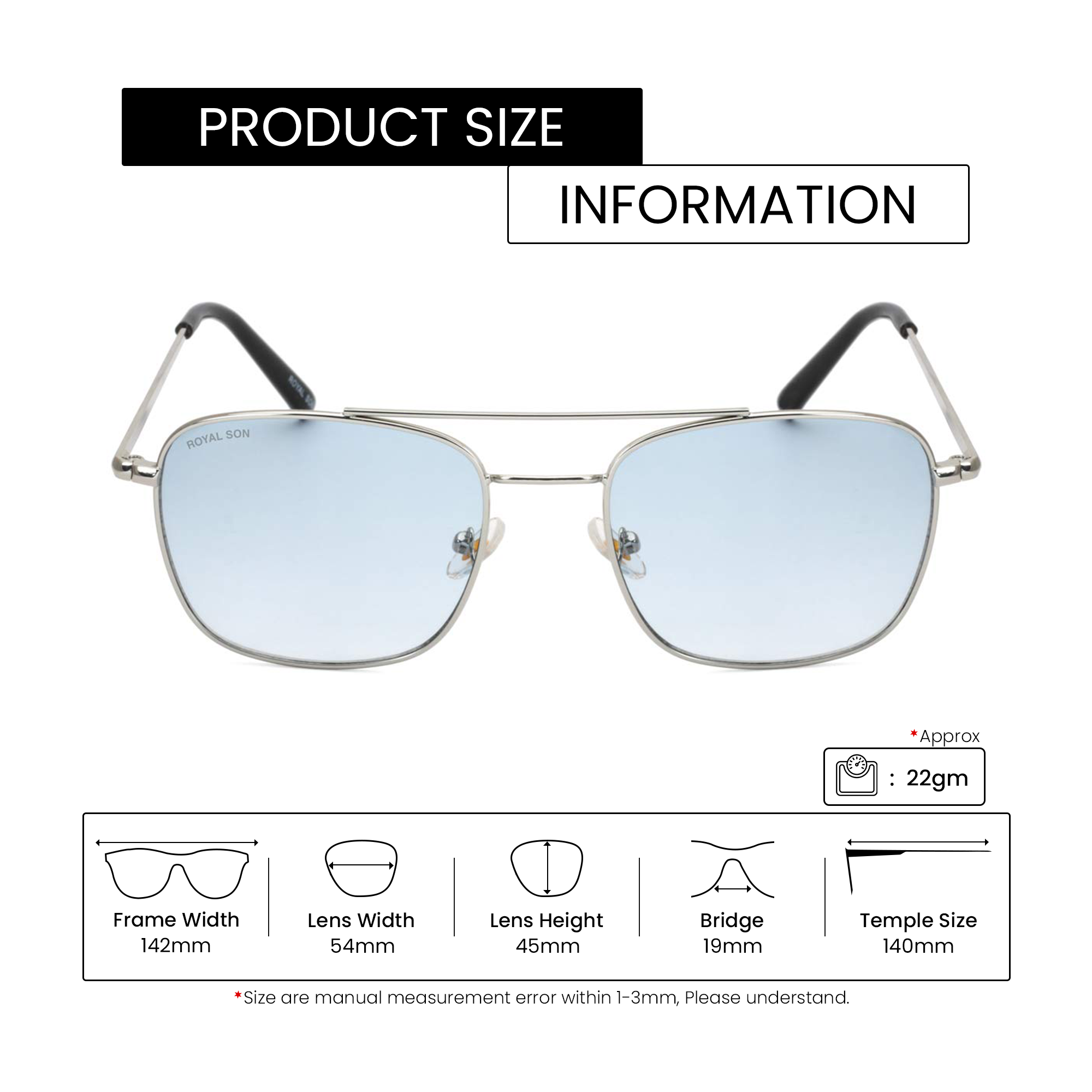 ROYAL SON UV Protected Square Sunglasses For Men And Women - RS0041AV