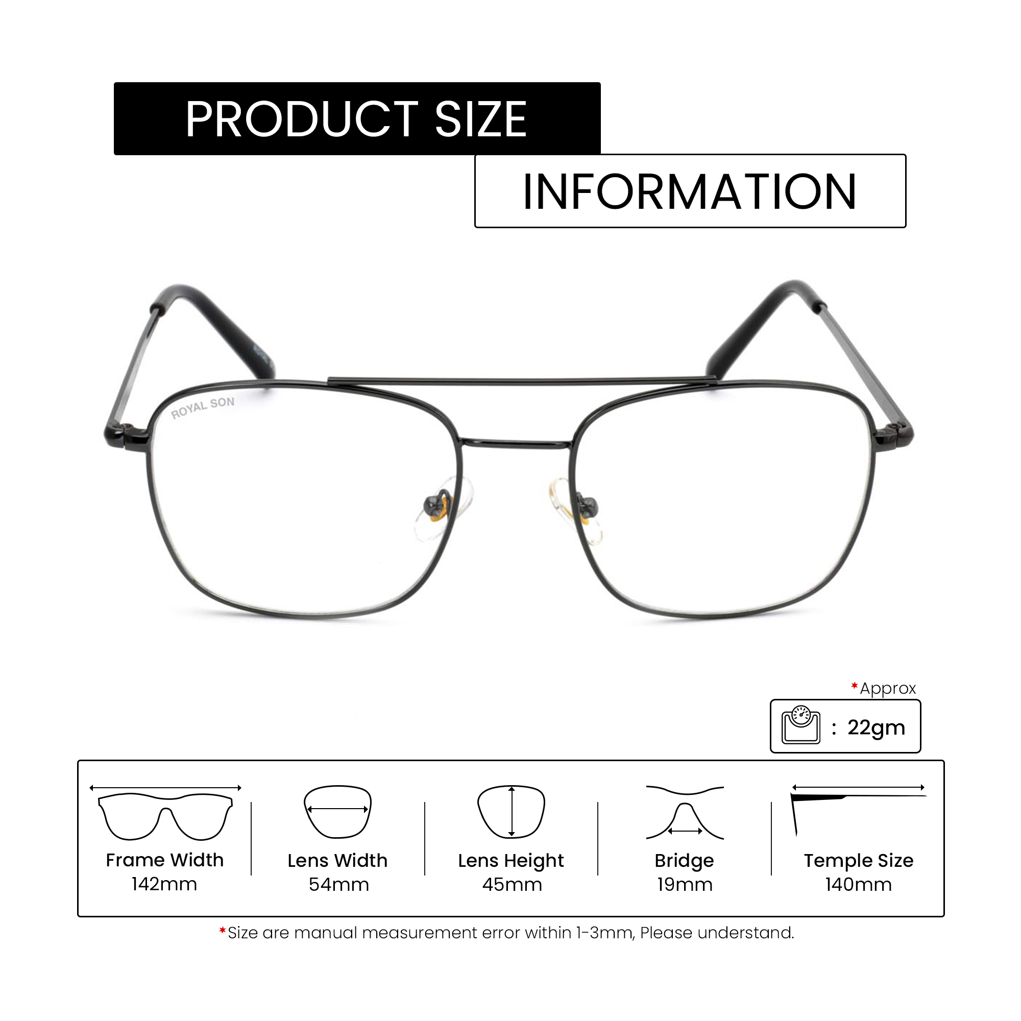 ROYAL SON Retro Square Sunglasses For Men And Women - RS0023DP-SF