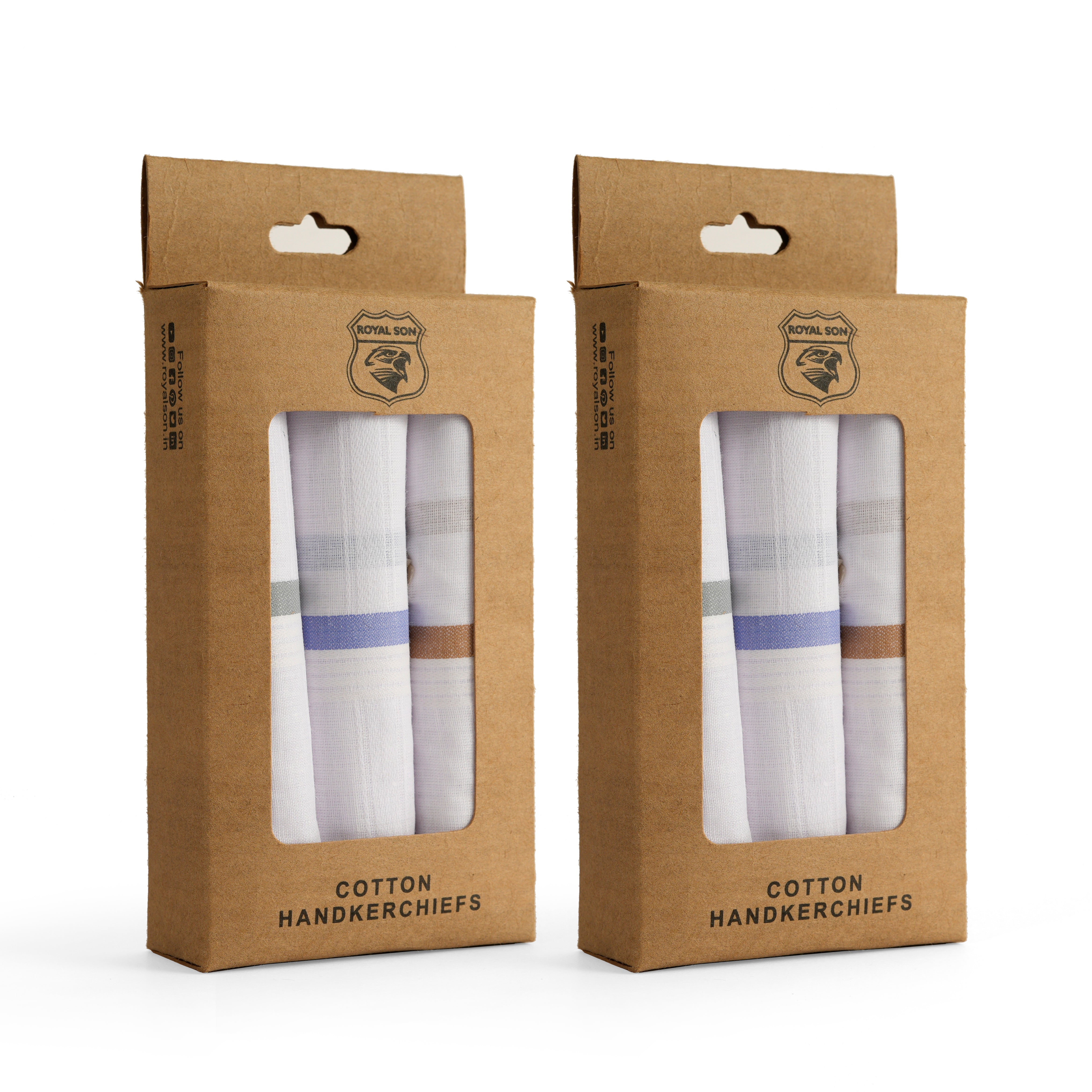 ROYAL SON Men's Premium Cotton Casual Handkerchief Hanky (Pack of 06) - HNYK-WT-CLR-6P
