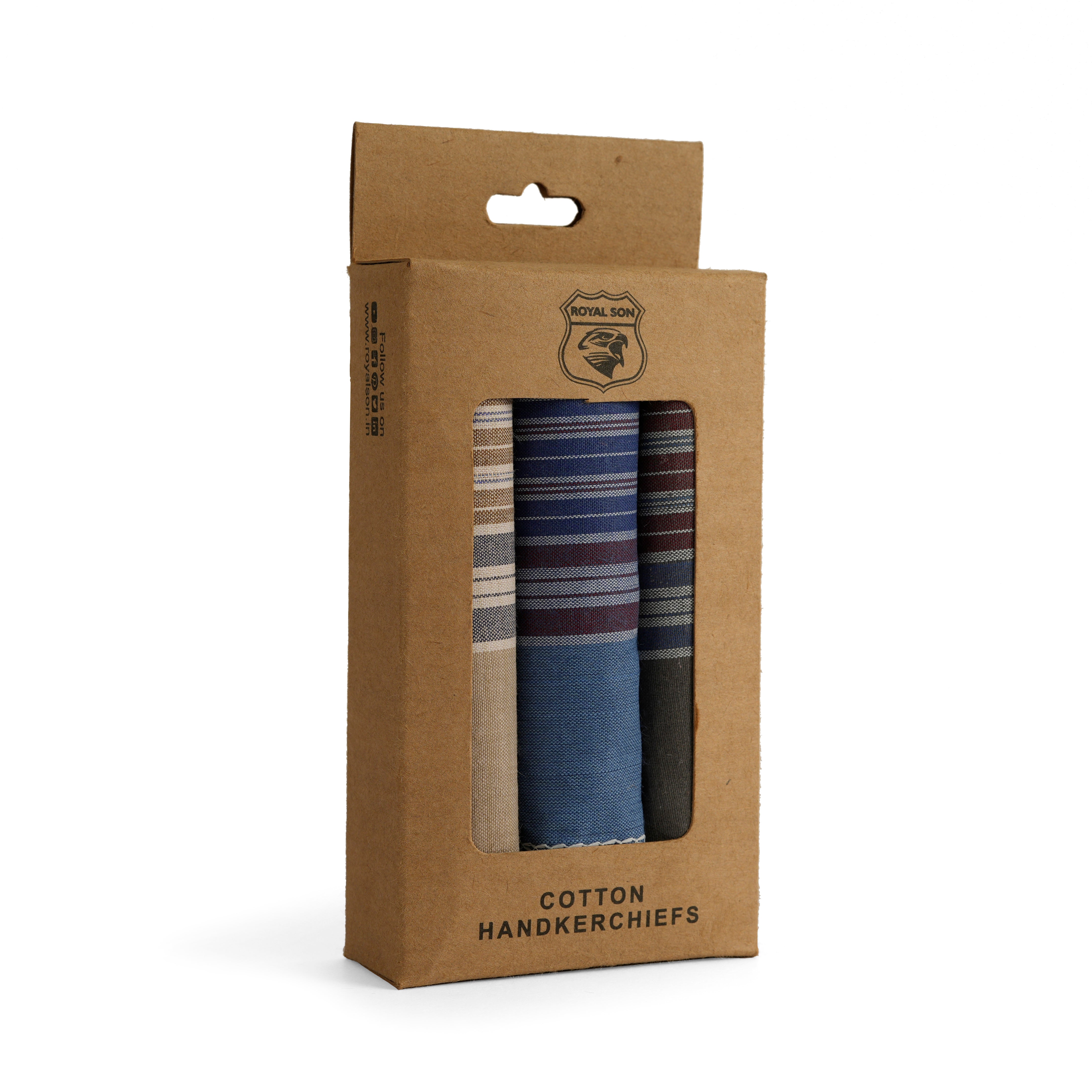 ROYAL SON Cotton Handkerchiefs Hanky For Men (Multicolor) (Pack of 03) - HNYK-CHKS-3P