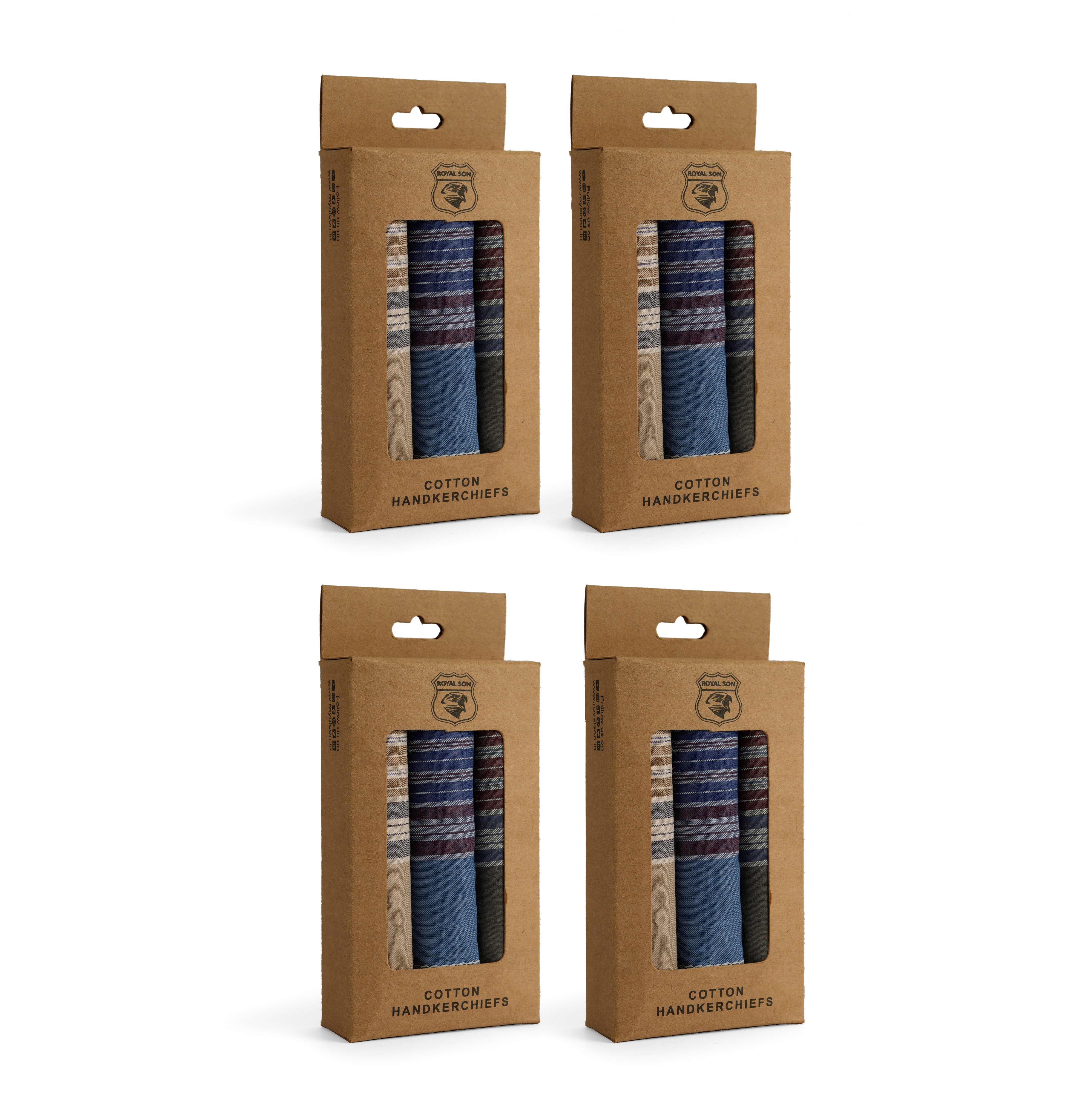 ROYAL SON Premium Cotton Fabric Handkerchief Men's Hanky (Multicolor) (Pack of 12) - HNYK-CHKS-12P