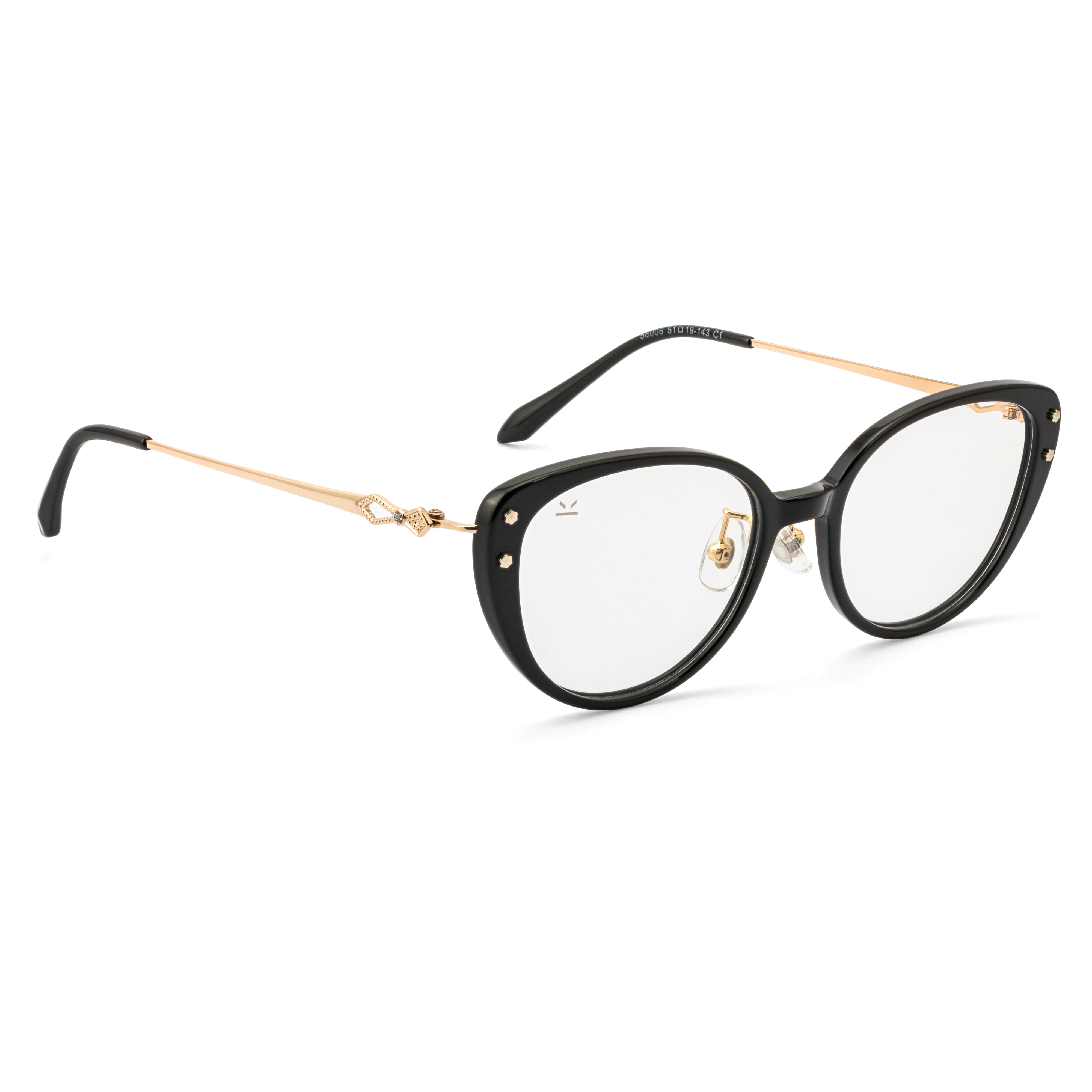 PERKEY Full Rim Soft Cat Eye Black Spectacle Frames For Women - OPTL0026-C1