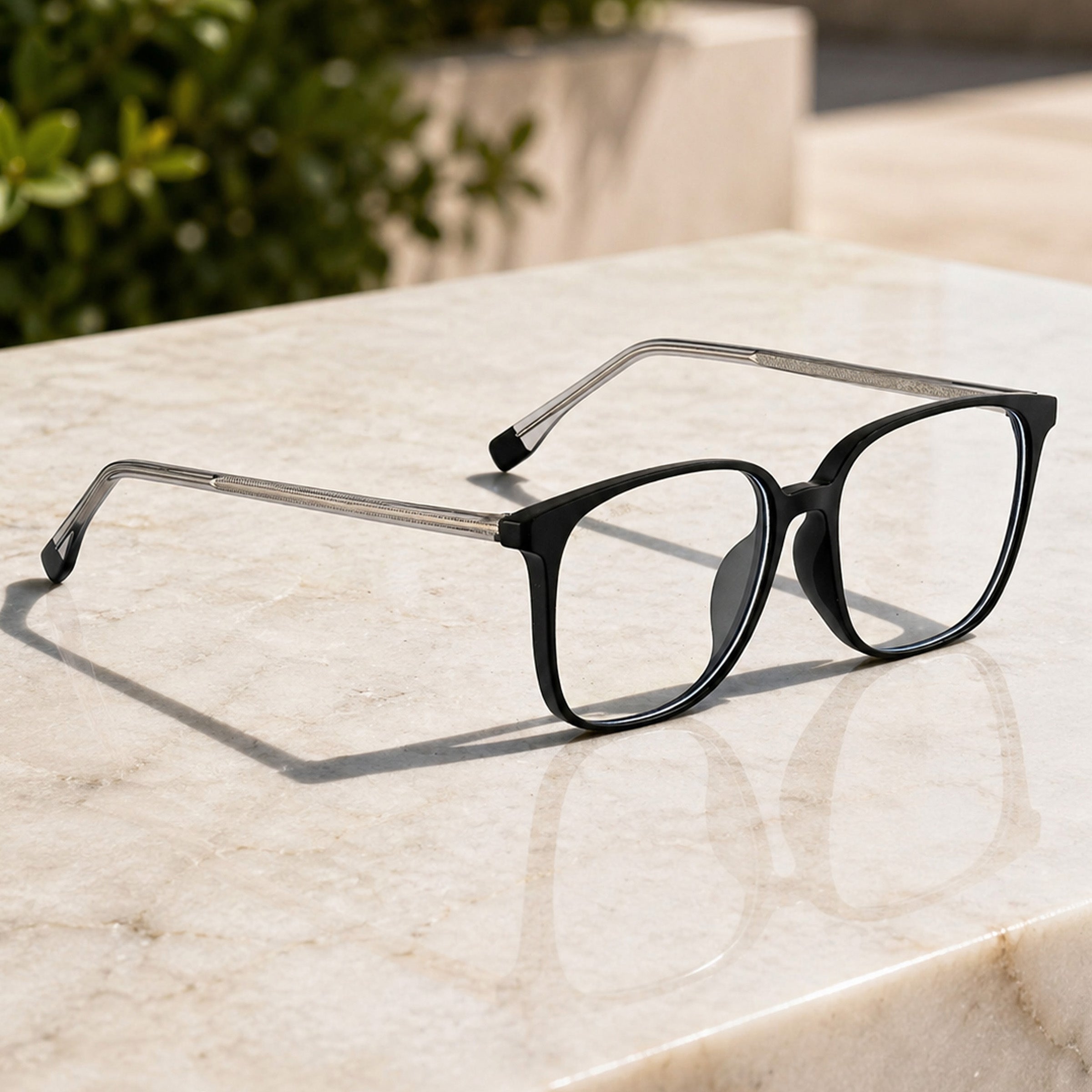 Royal Son Square Transparent Blue Ray Cut Stylish Eye Protection Men's Spectacles Frame - SF0026-C1