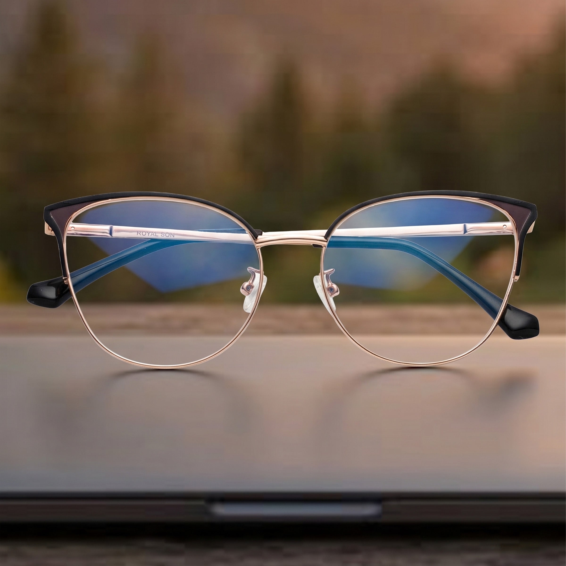 Royal Son Cat Eye Black Gold Spectacles Frames Women - SF0084-C1