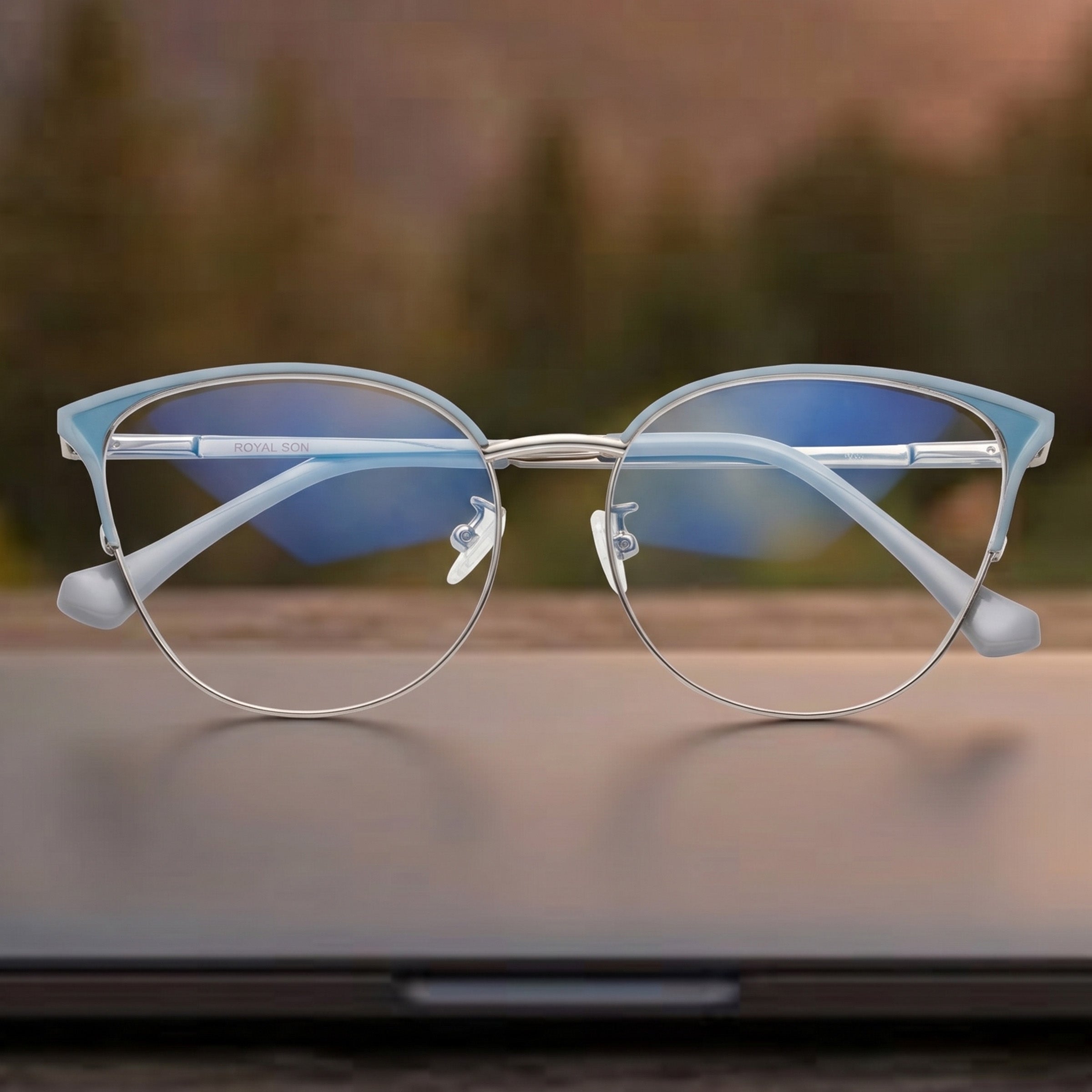 Royal Son Full Rim Grey Silver Blue Cut Anti glare Eye Protection Specs Women - SF0084-C2 - SF0084-C2