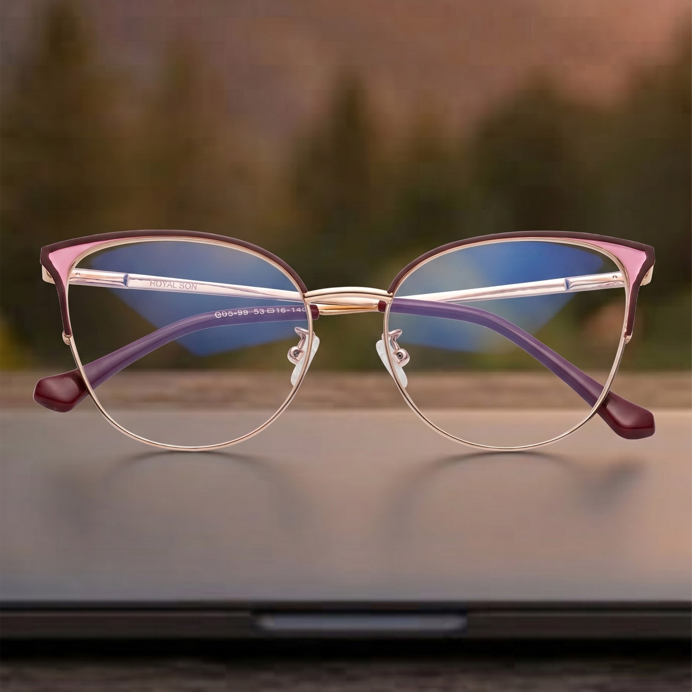 Royal Son Cat Eye Maroon Gold Computer Glasses Women - SF0084-C3