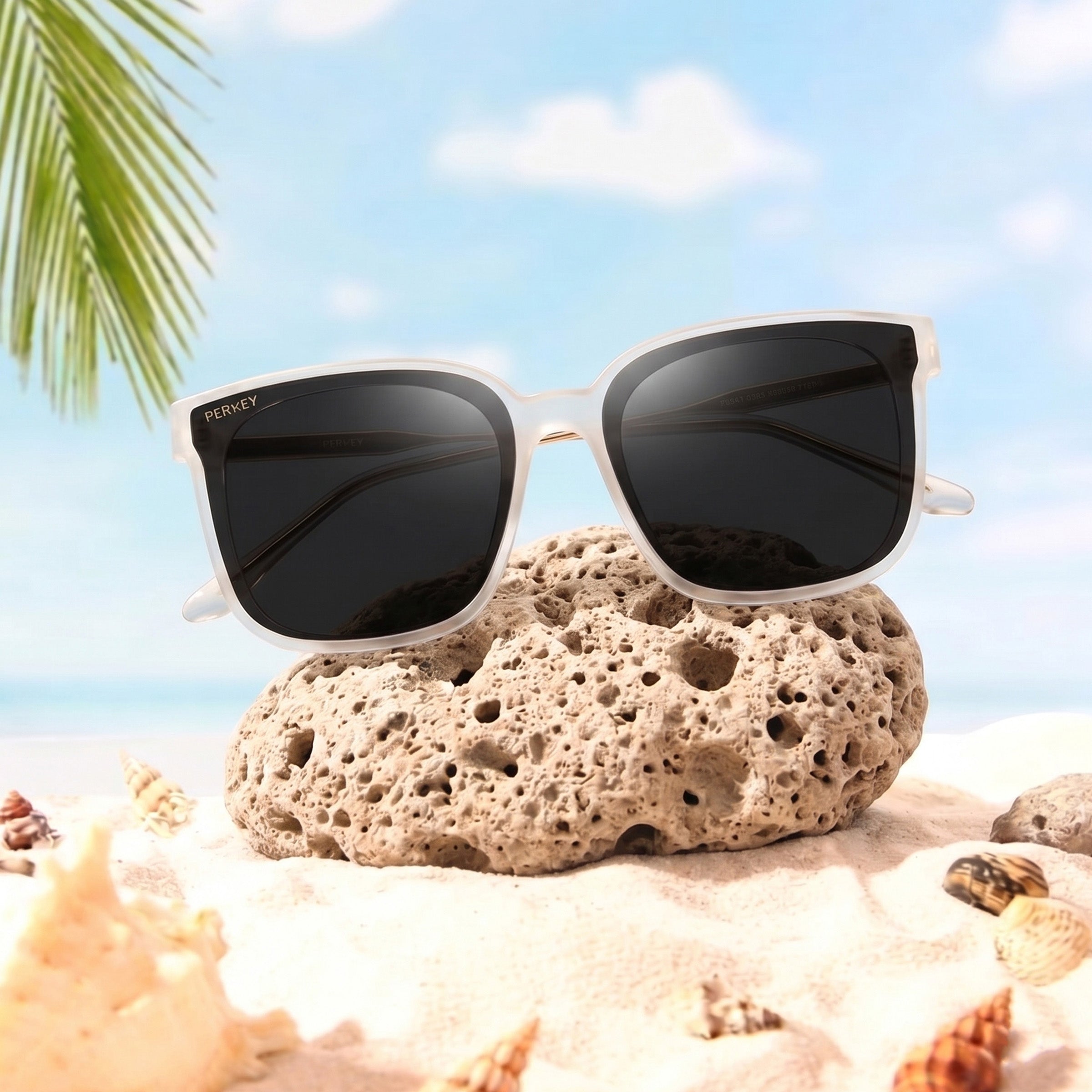 PERKEY Square-Oversized Black UV Protected Sunglasses Men Women - PRKY0013-C2