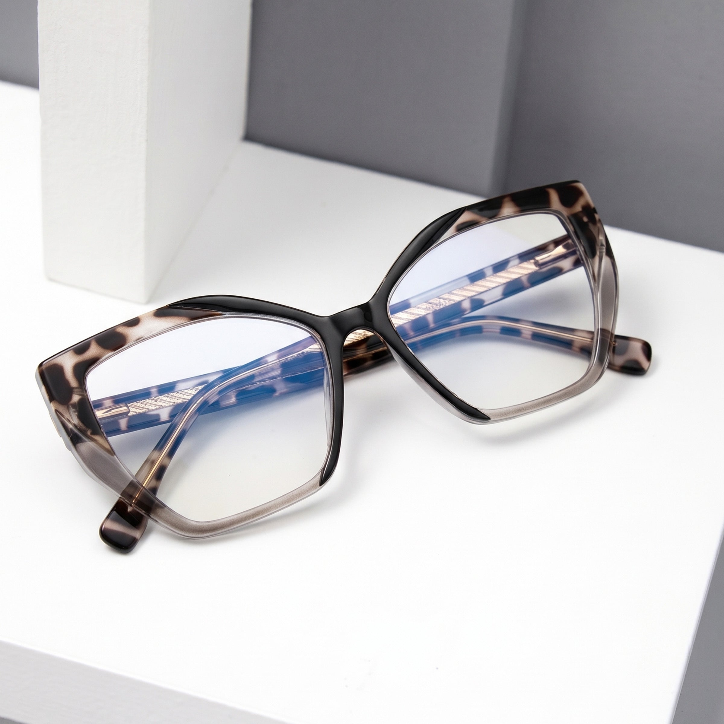 PERKEY Full Rim Square-Cat Eye Transparent Computer Blue Cut Spectacles Frames Women - OPTL0011-C2