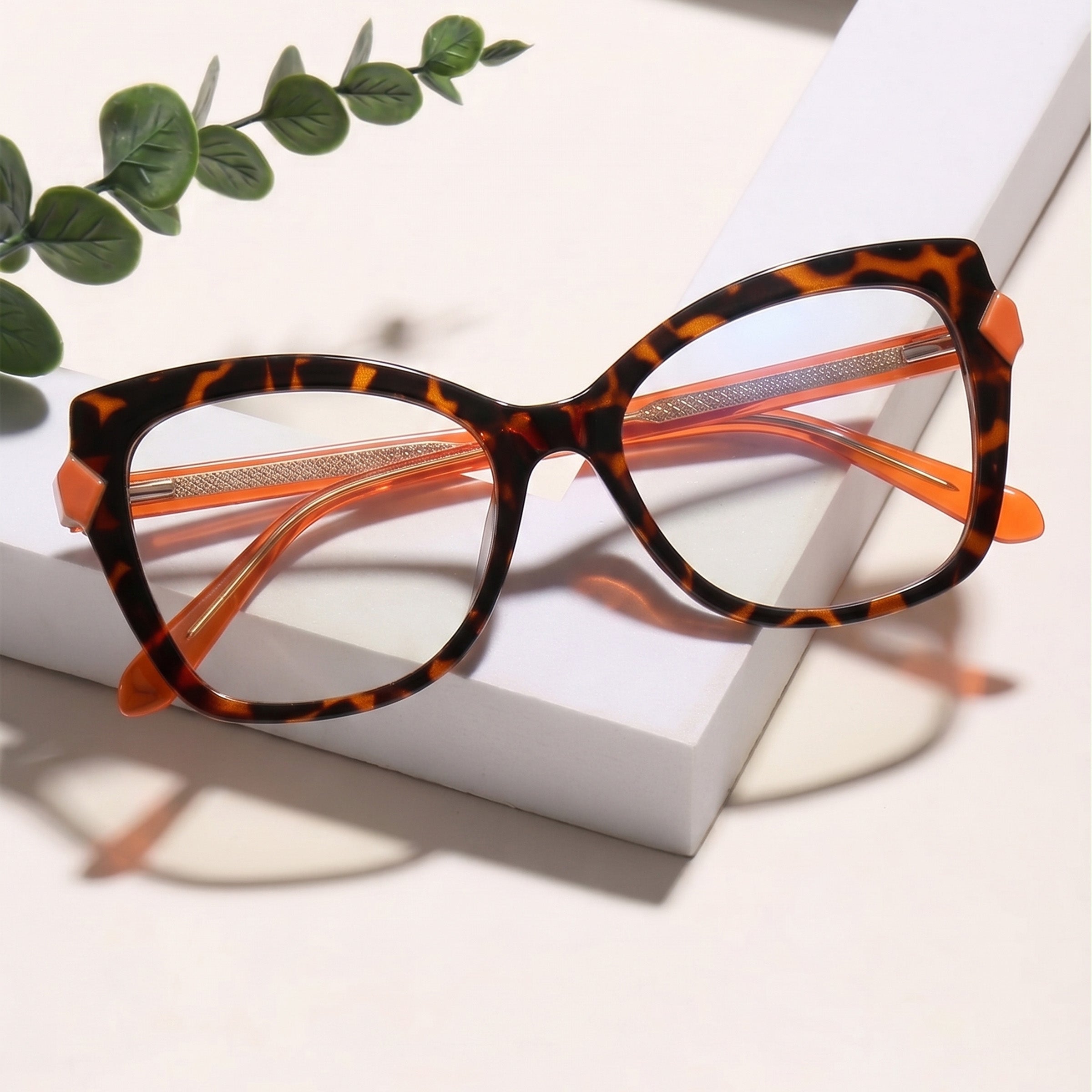 PERKEY Full Rim Cat Eye-Oversized Blue Light Blocking Spectacles Frames Women - OPTL005-C3