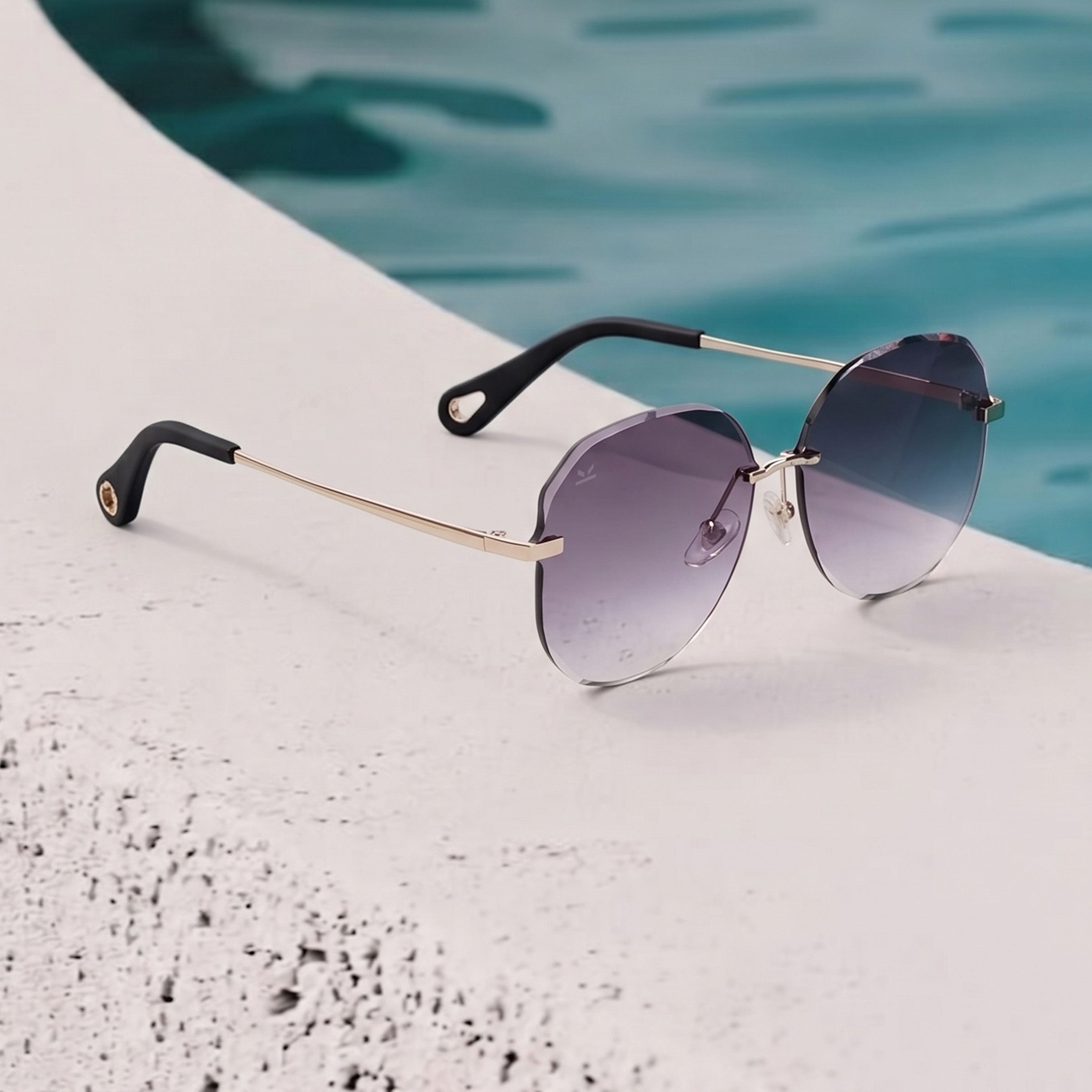 PERKEY UV Protected Stylish Rimless Sunglasses For Women - PRKY0015-C1