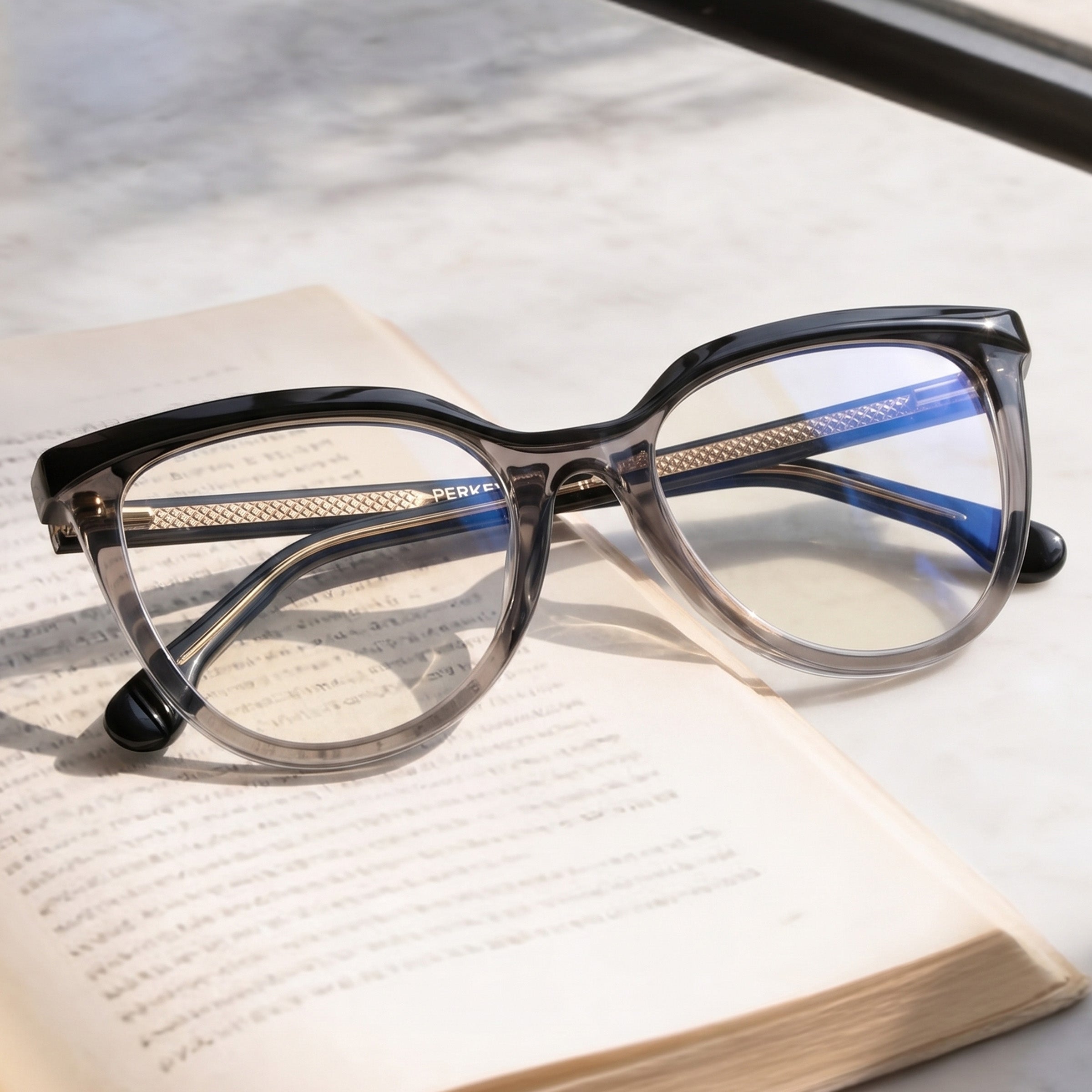 PERKEY Full Rim Oversized-Cat Eye Spectacles Frames Women - OPTL006-C1