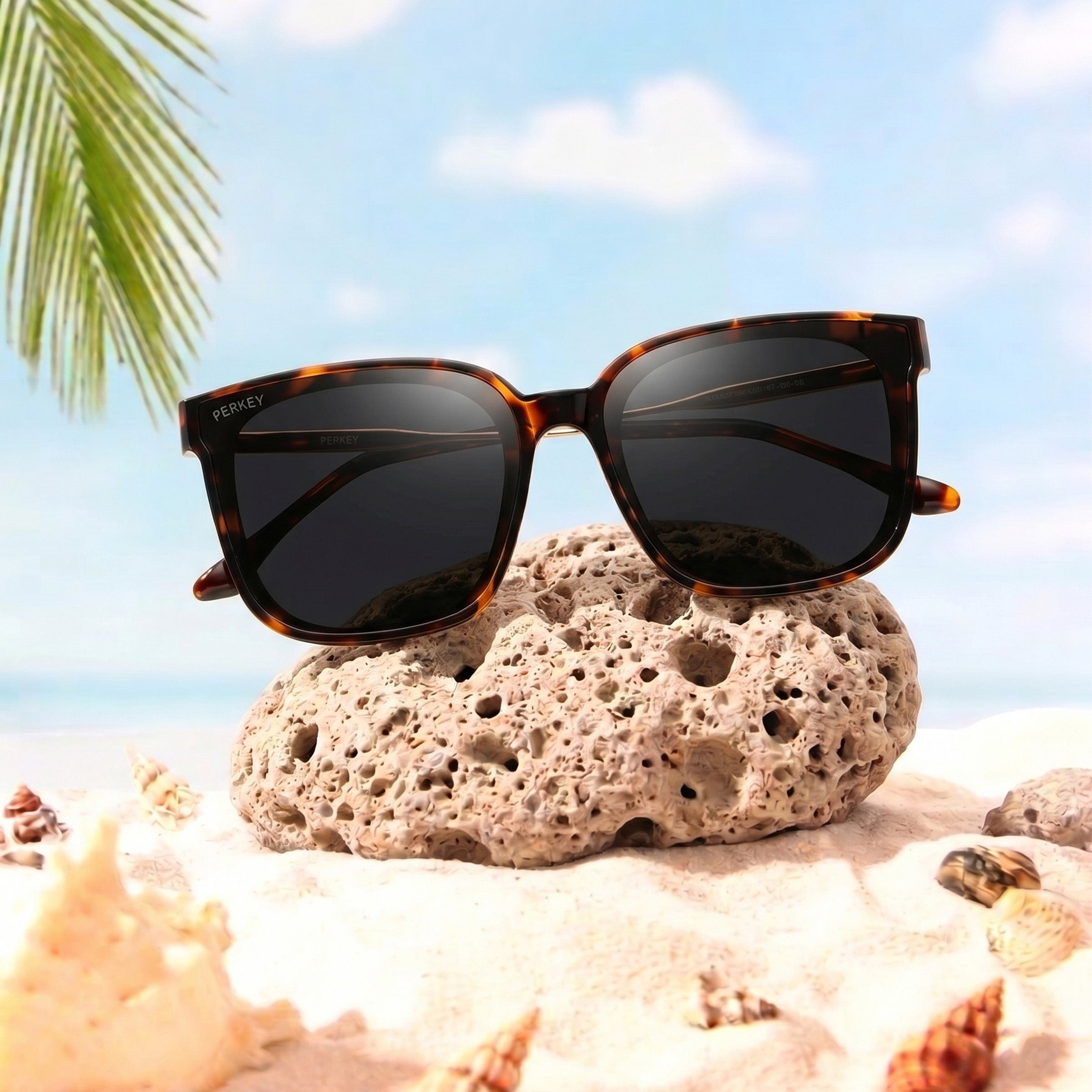 PERKEY Square-Oversized Black UV Protected Sunglasses Men Women - PRKY0013-C3