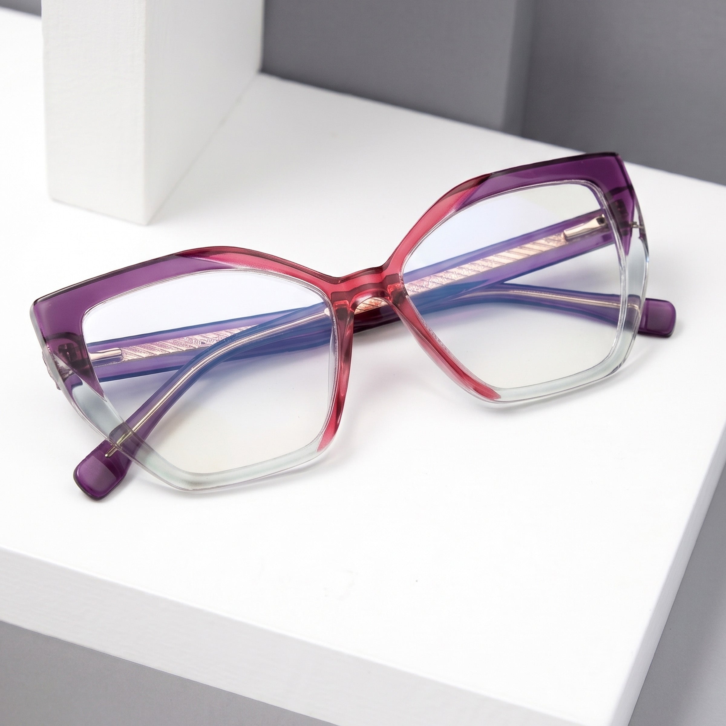 PERKEY Full Rim Square-Cat Eye Blue Light Blocking glasses Spectacles Frames Women - OPTL0011-C3