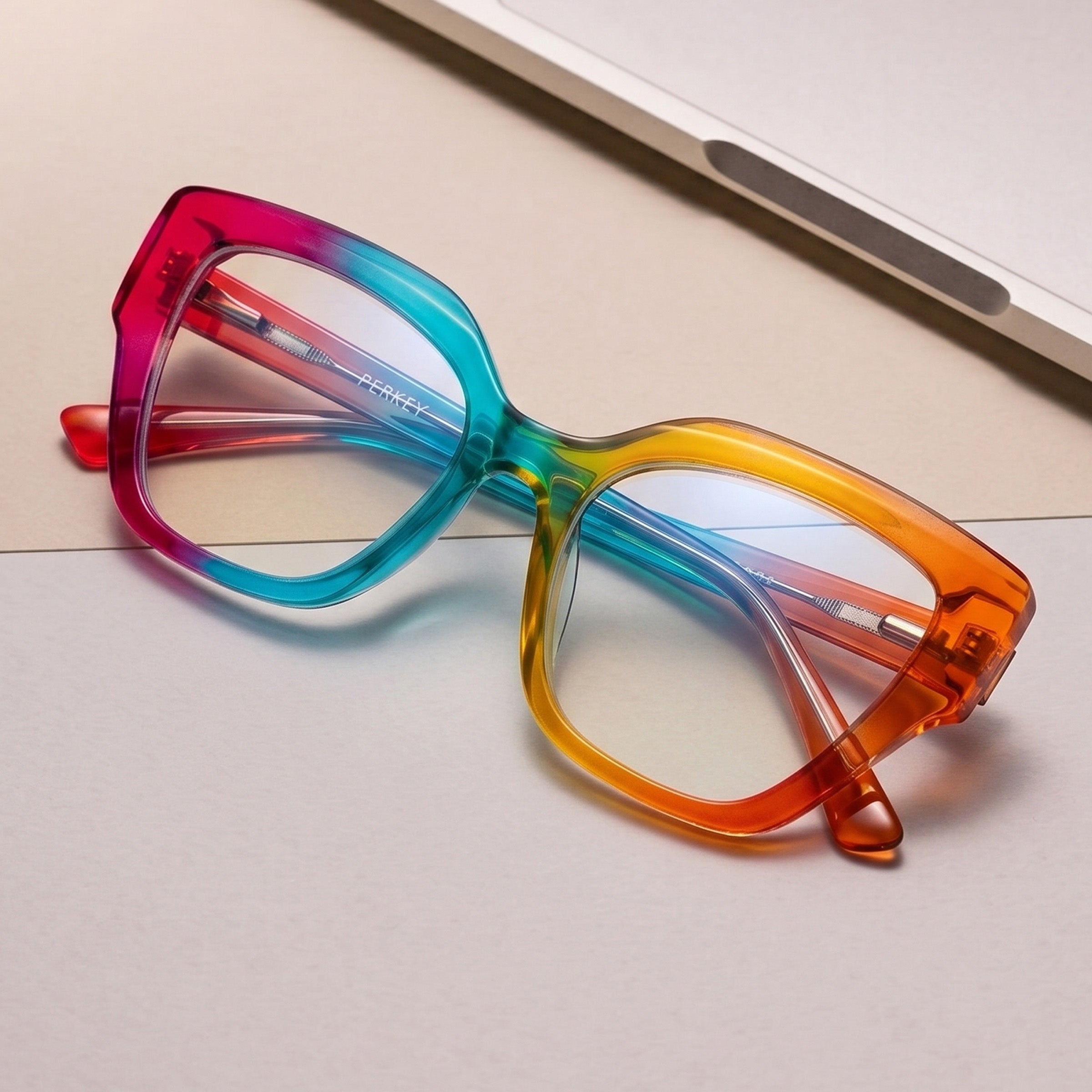 PERKEY Full Rim Square-Oversized Blue Light Blocking Spectacles Frames Men Women - OPTL002-C3