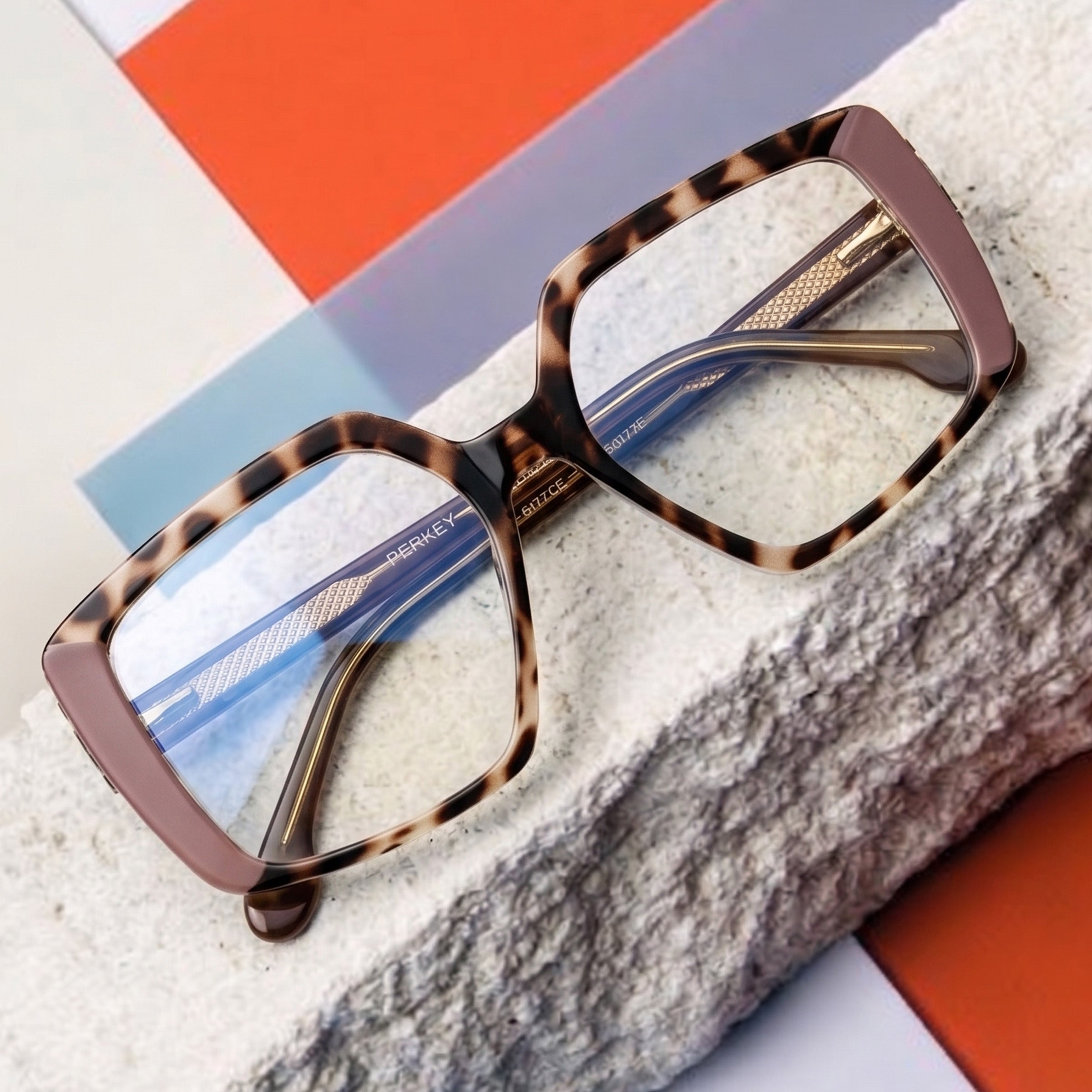 PERKEY Full Rim Square-Oversized Transparent Computer Blue Cut Spectacles Frames Men Women - OPTL007-C2