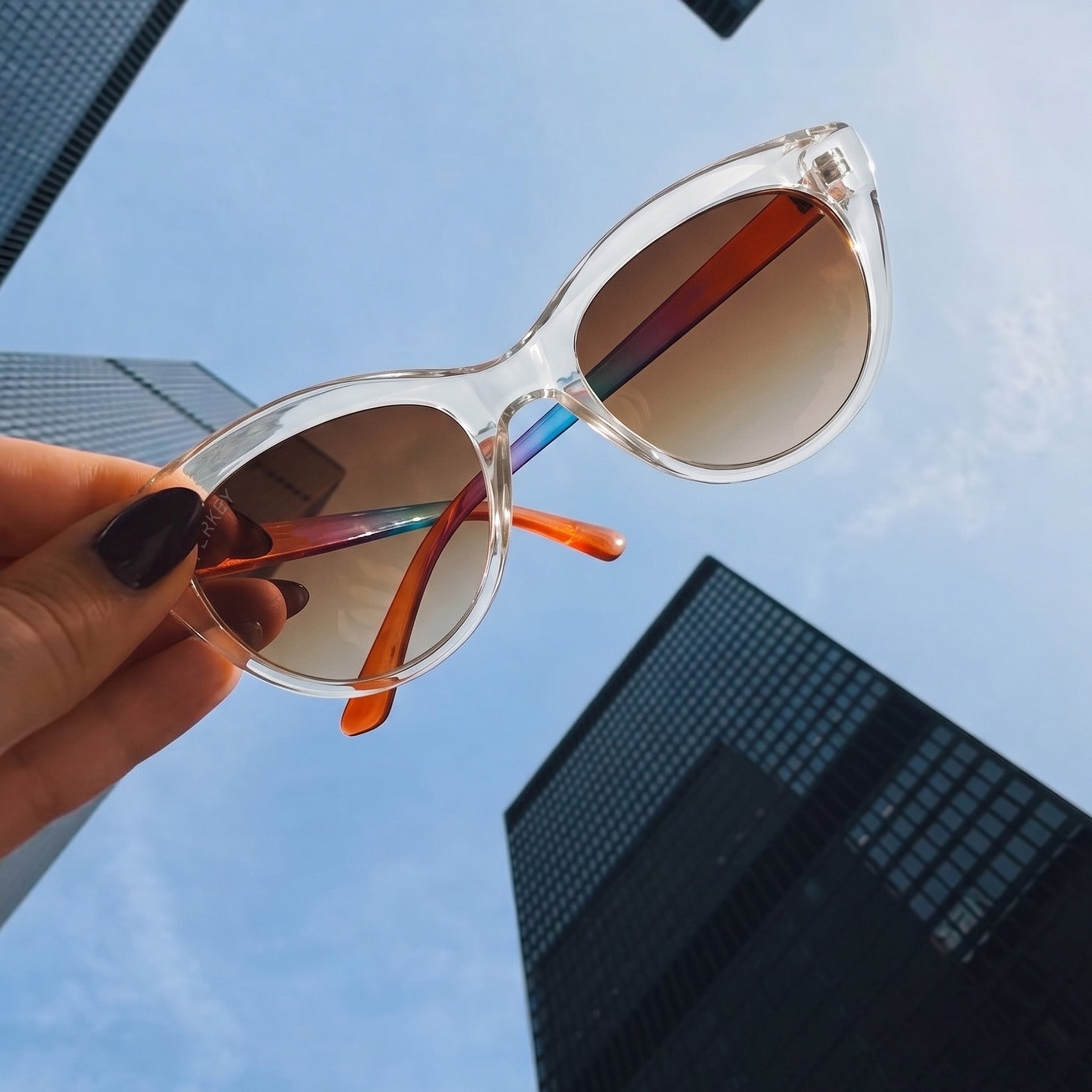 PERKEY Cat Eye Brown UV Protected Polarized Cooling Sunglasses Women - PRKY001-C5