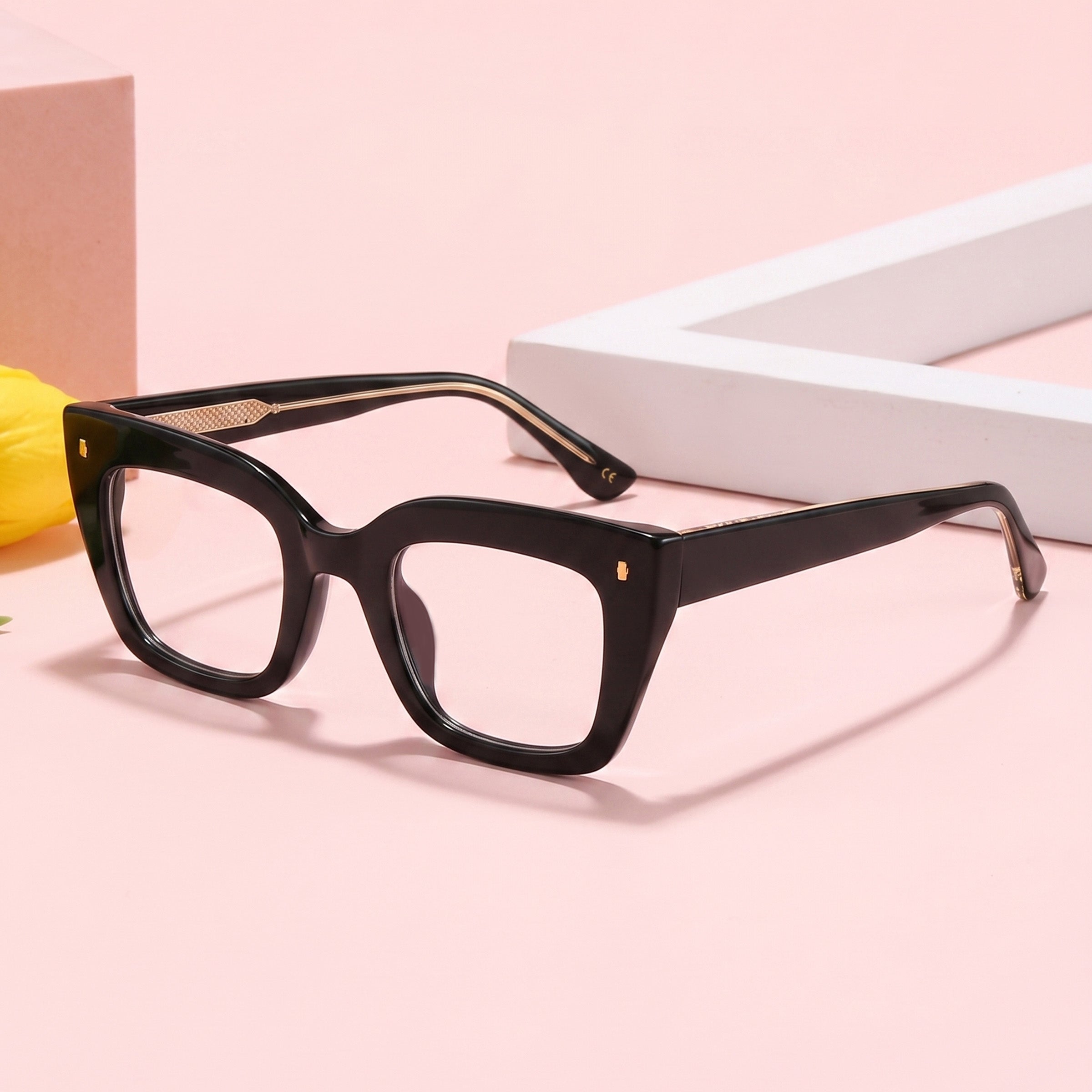 PERKEY Full Rim Retro Square Blue Light Cut & Antiglare Computer Eyeglasses - OPTL0016-C1