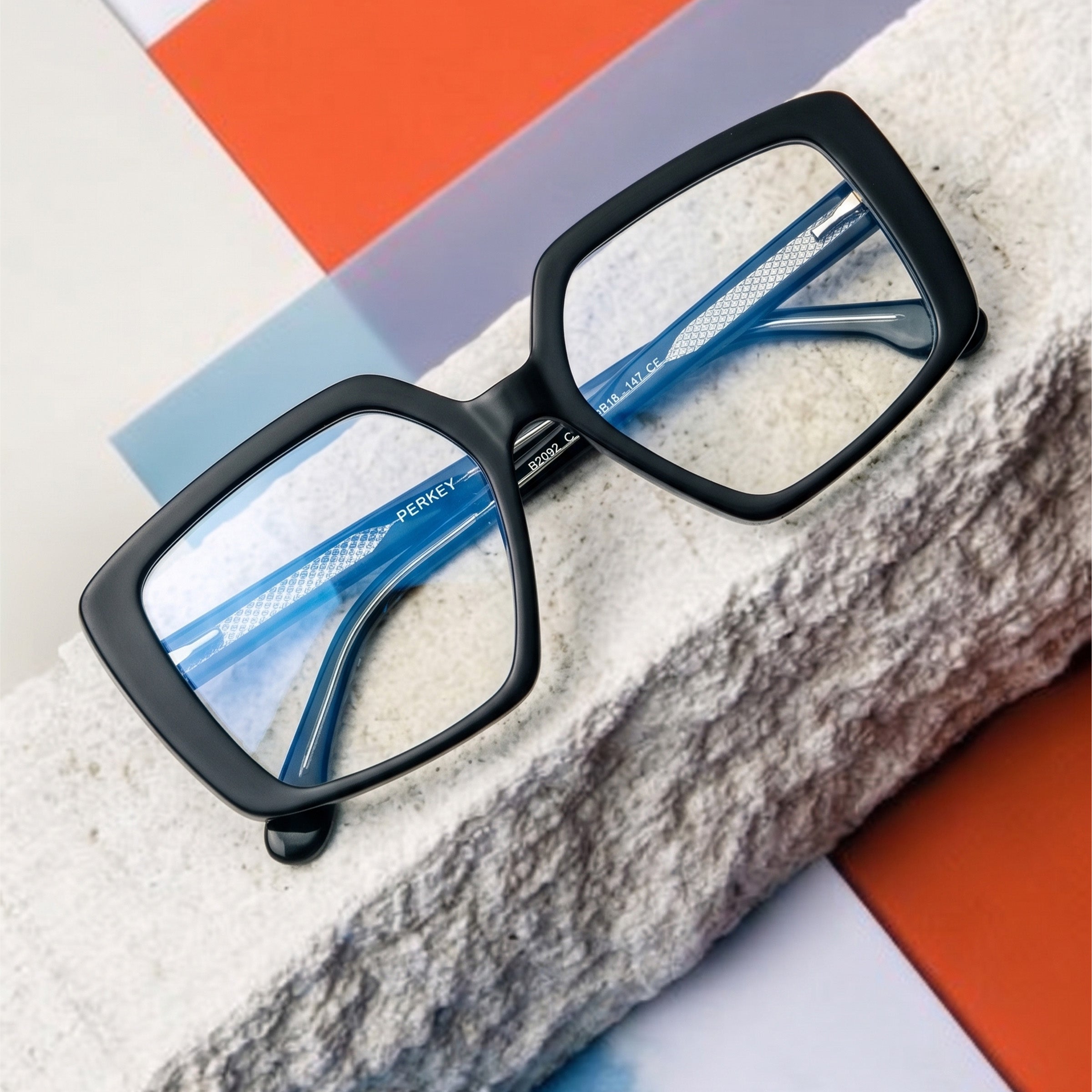 PERKEY Full Rim Square-Oversized Computer Glasses For Eye Protection Spectacles Frames Men Women - OPTL007-C1