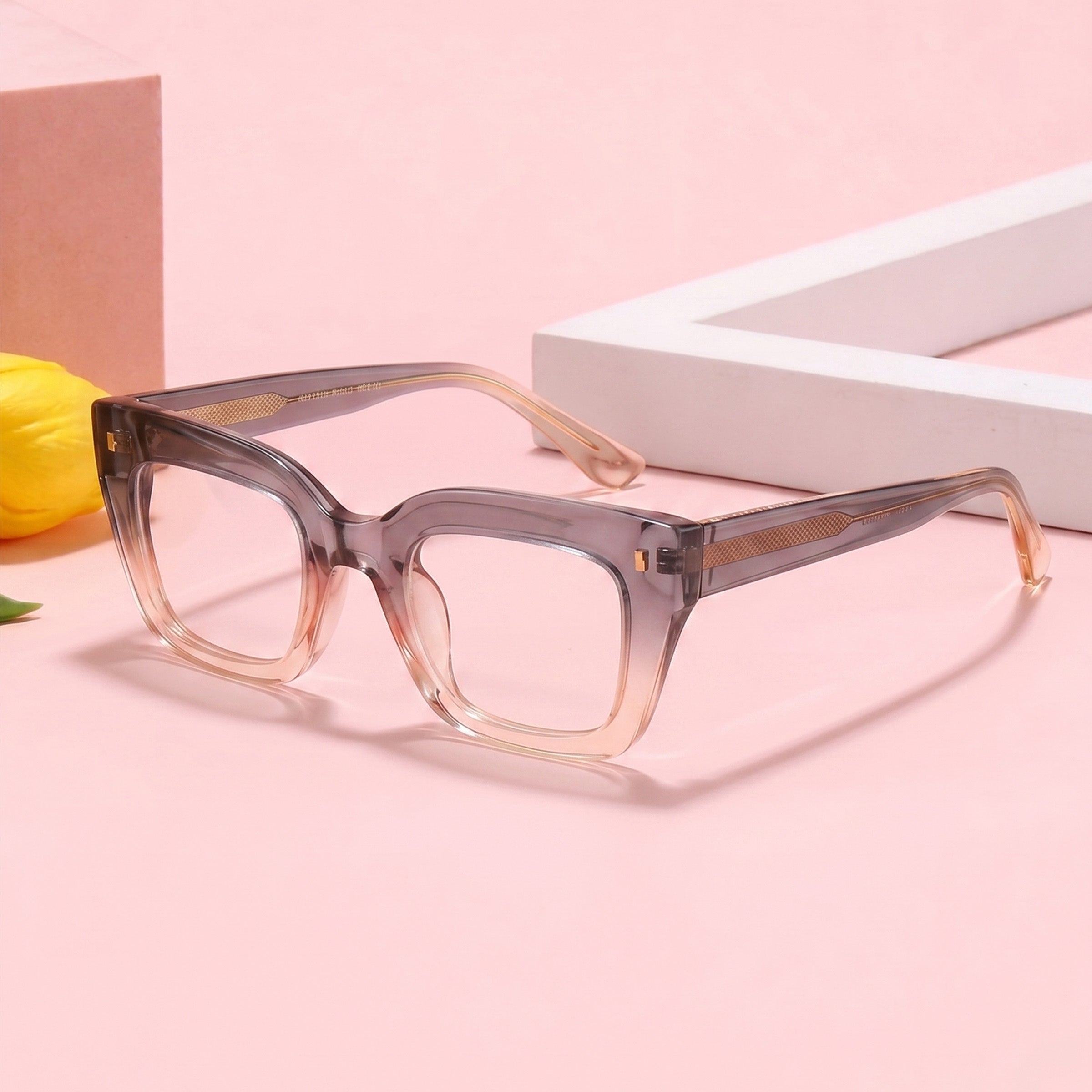 PERKEY Full Rim Retro Square Blue Light Cut & Antiglare Computer Eyeglasses For Women  - OPTL0016-C4