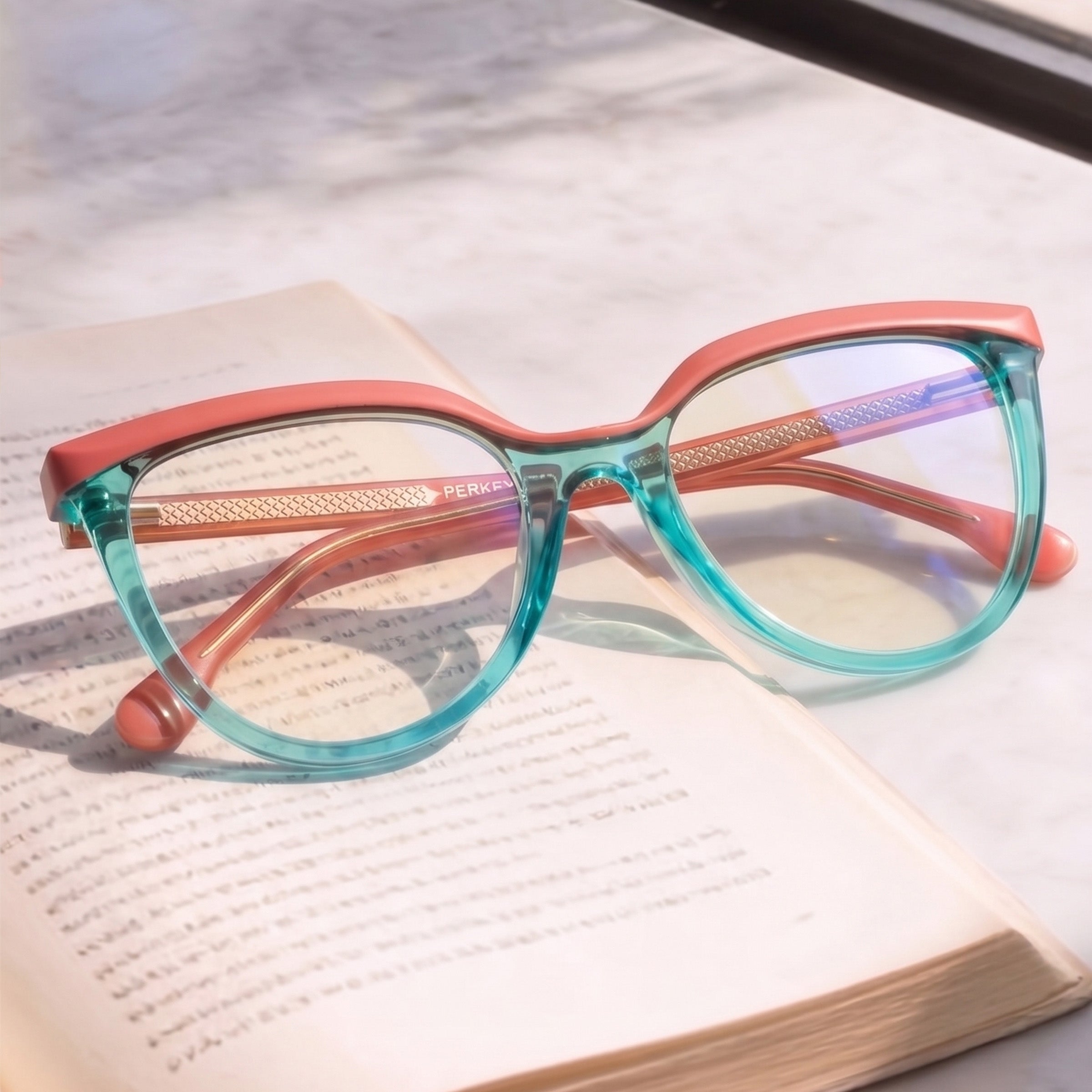 PERKEY Full Rim Oversized-Cat Eye Blue Light Blocking glasses Spectacles Frames Women - OPTL006-C3