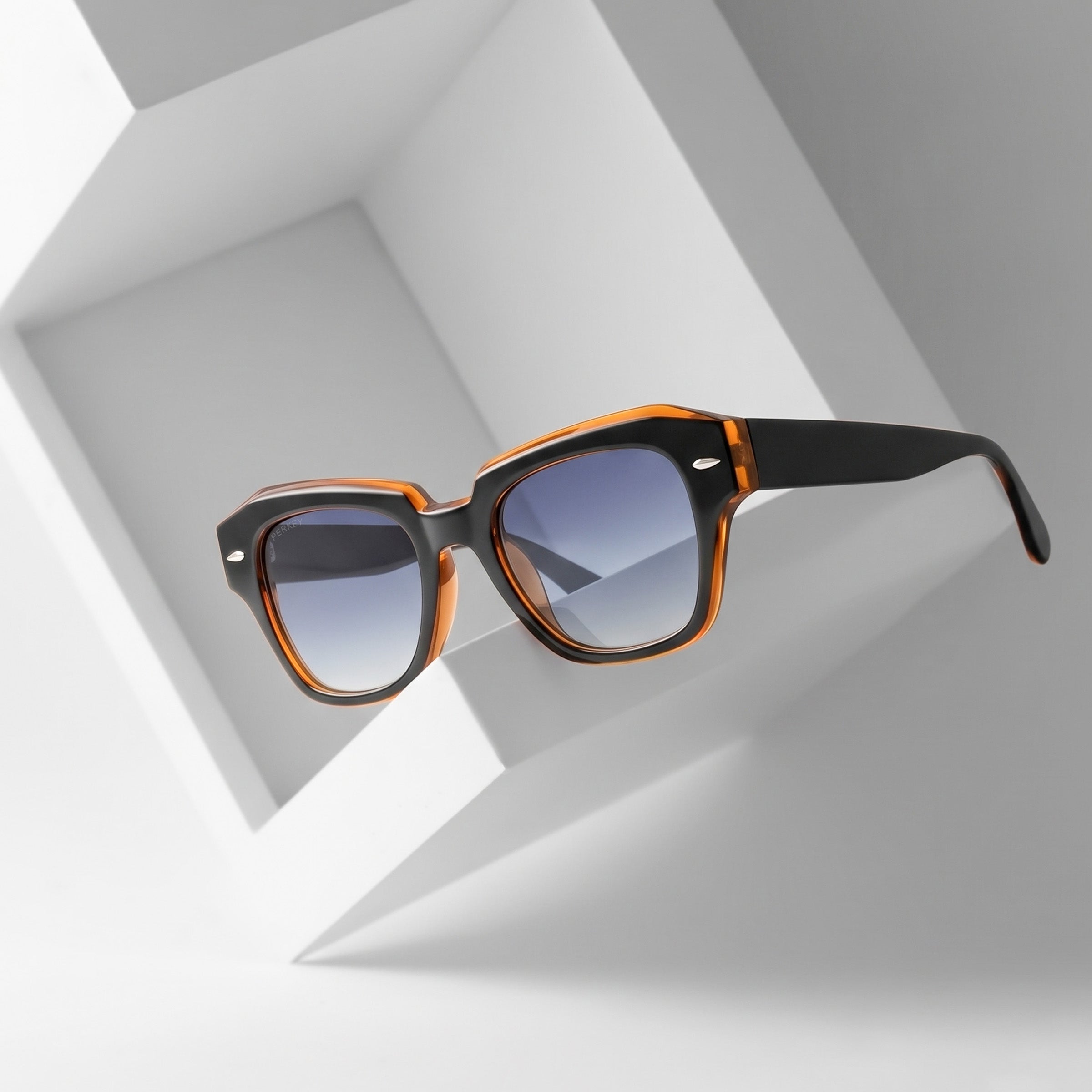 PERKEY Square Black UV Protected Polarized Sunglasses Men Women - PRKY004-C4