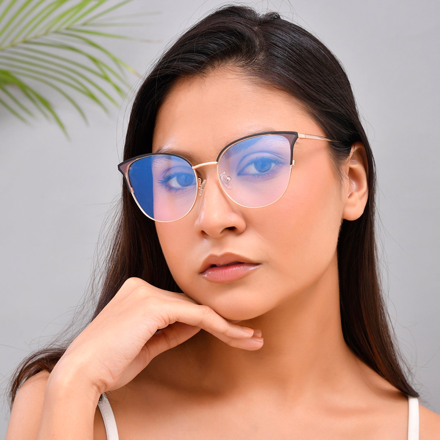 Royal Son Cat Eye Black Gold Spectacles Frames Women - SF0084-C1