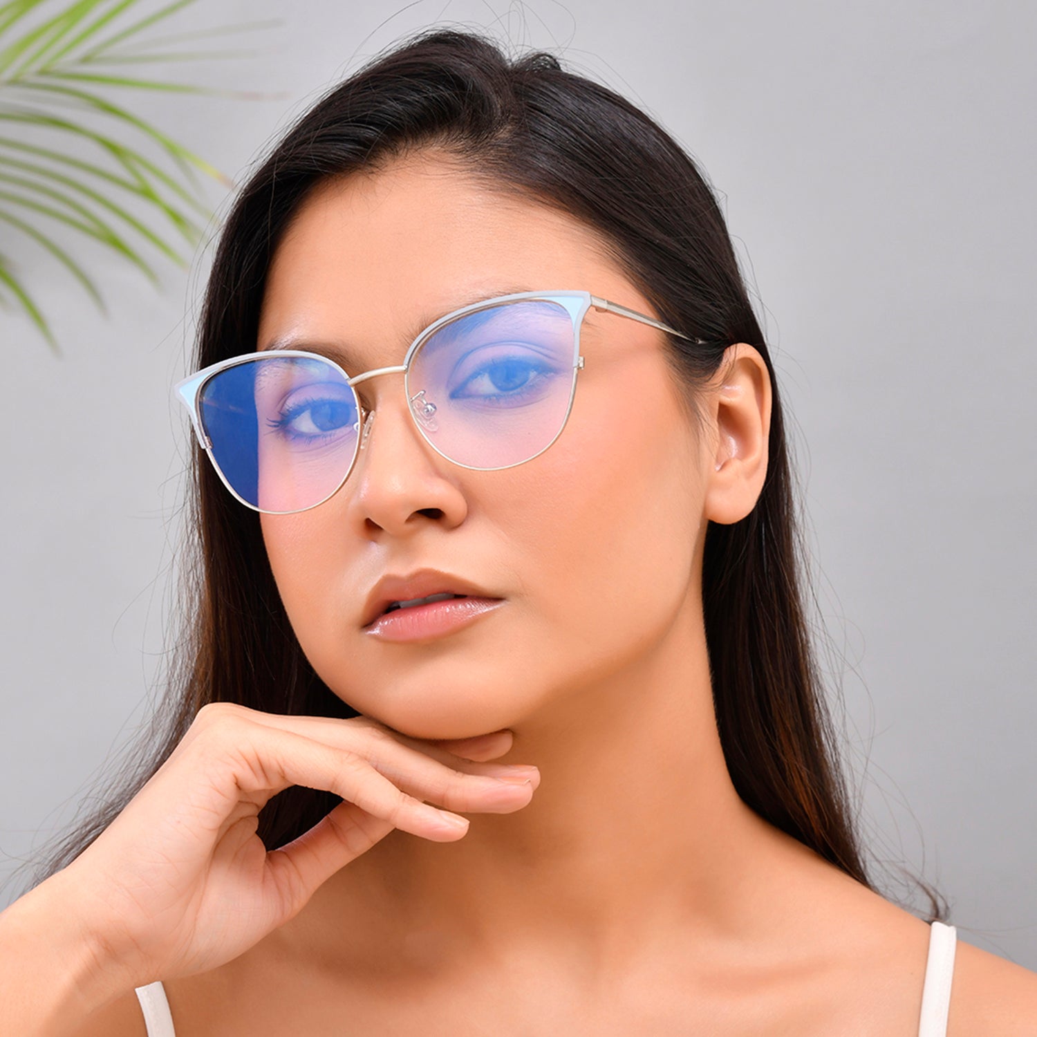 Royal Son Full Rim Grey Silver Blue Cut Anti glare Eye Protection Specs Women - SF0084-C2 - SF0084-C2