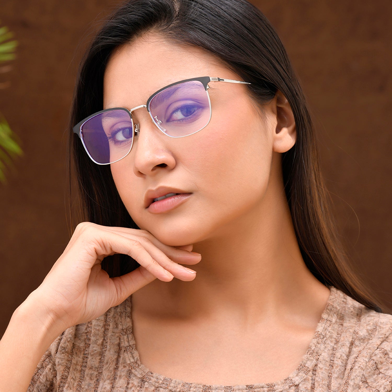 Royal Son Square Black Silver Blue Light Blocking Eyeglasses Men Women - SF0087-C3